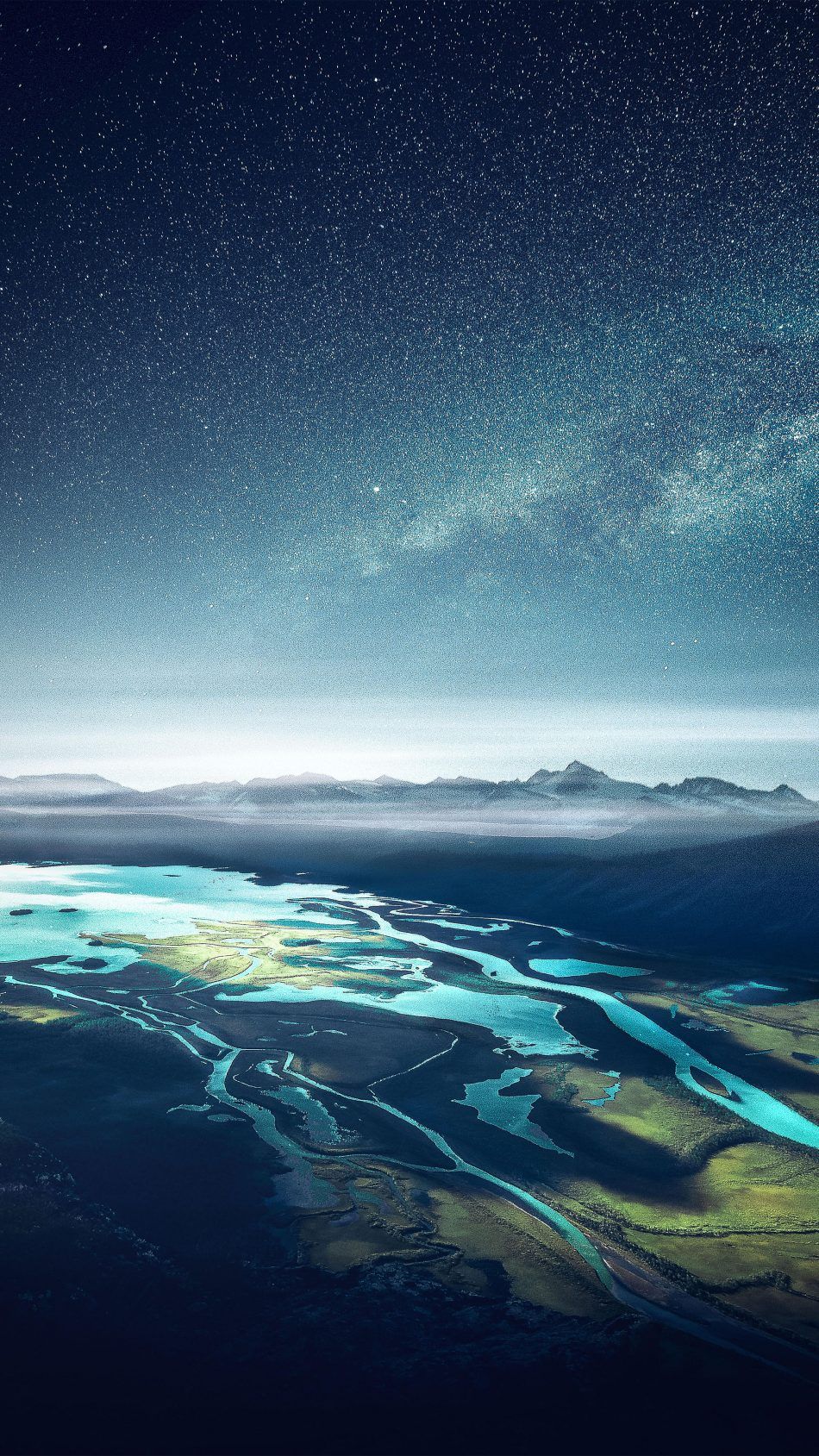 Fiume delta cielo stellato notte, 950x1689 Full HD Verticale, iPhone