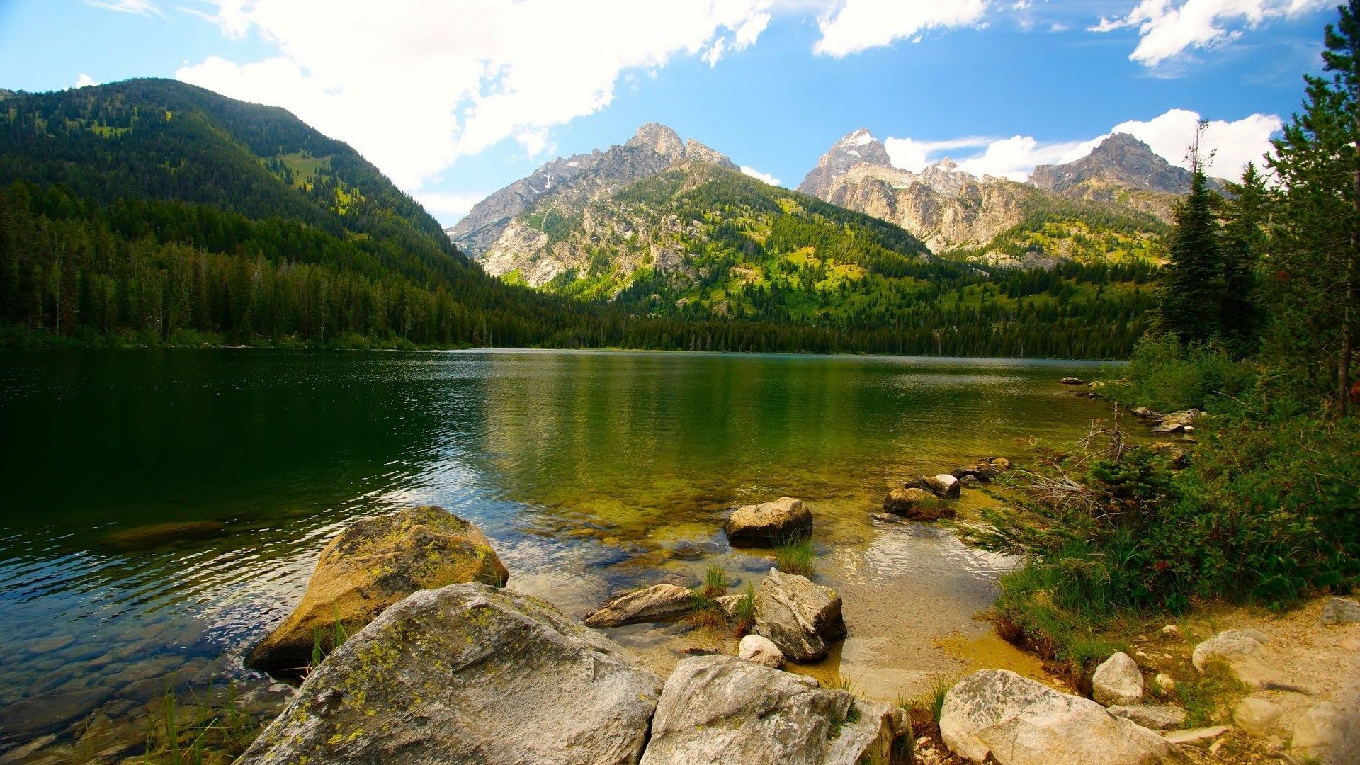 Lago montano con foresta, 1920x1080 1080p, PC