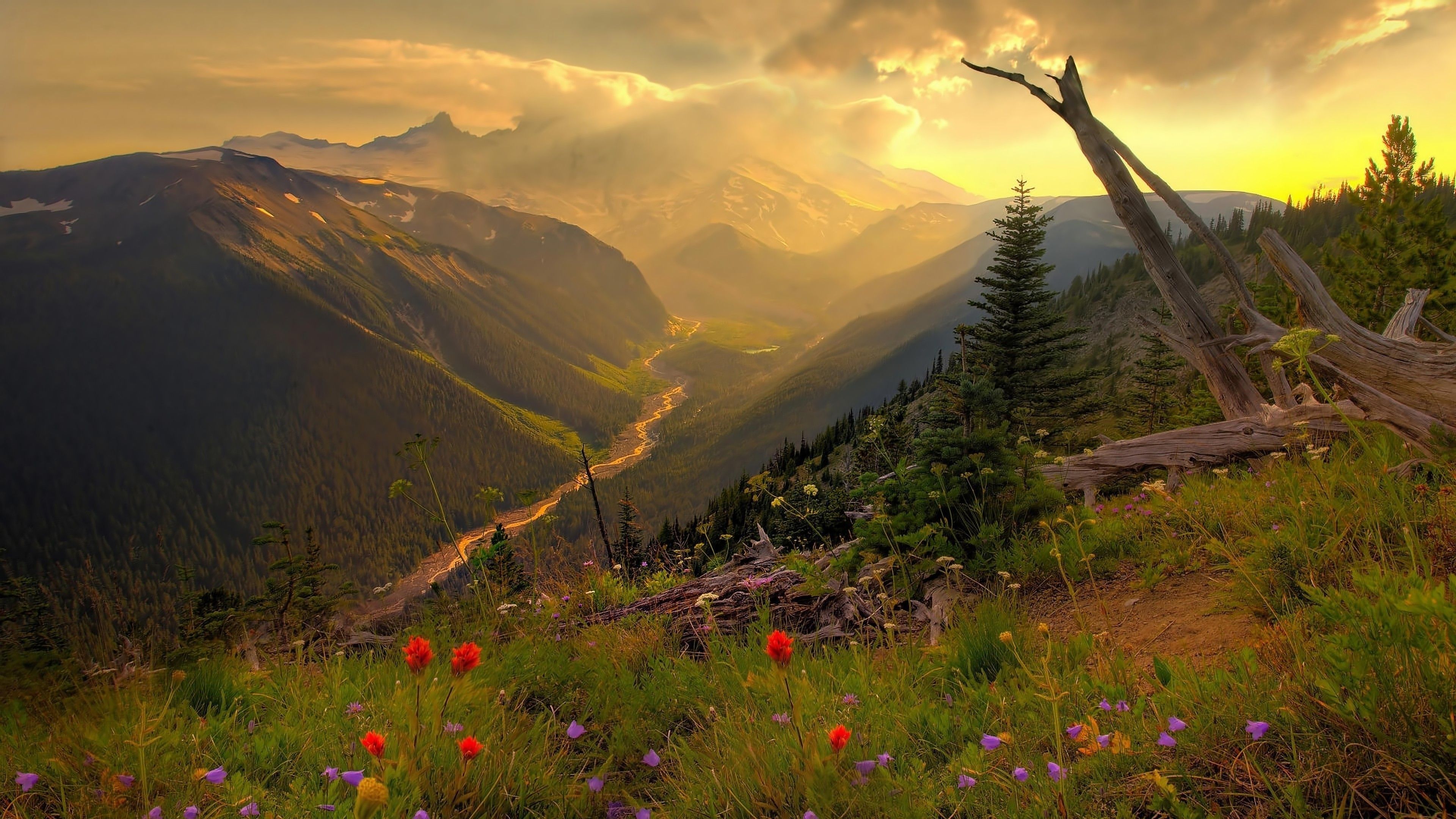 Valle montana al tramonto, 3840x2160 4K Ultra HD, Monitor 4K