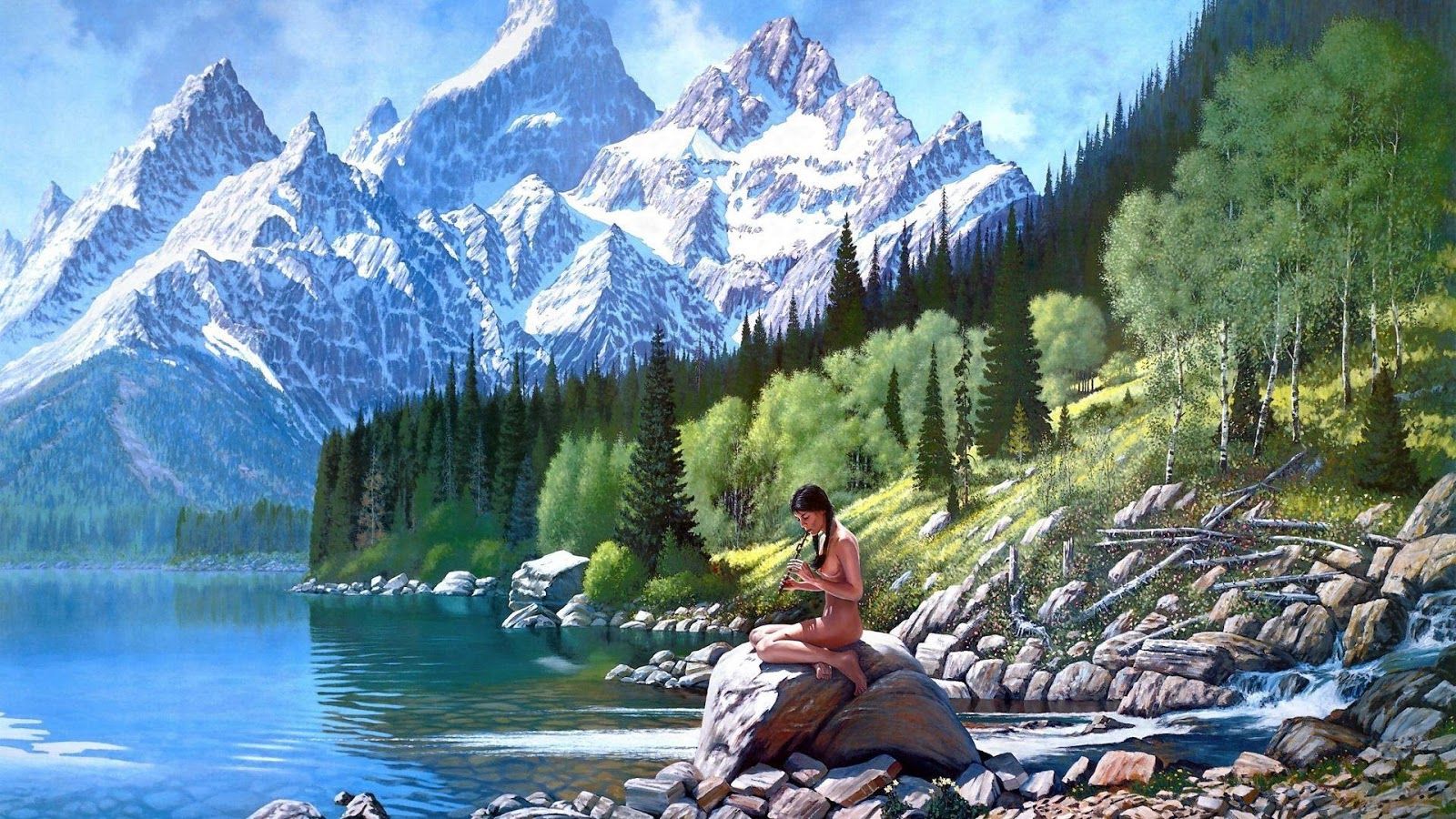 Nativo americano montagne lago, 1600x900 HD, PC