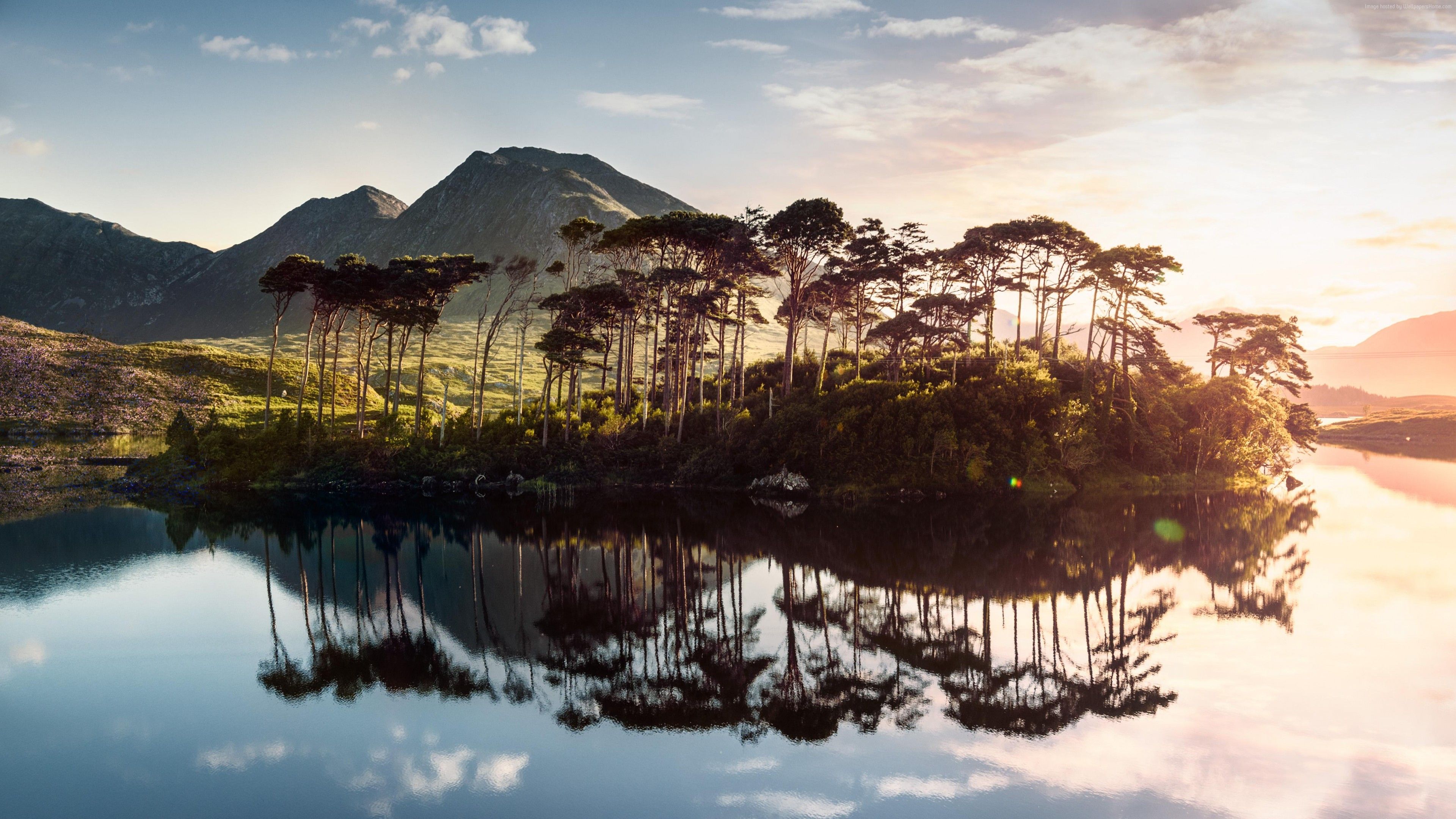 Lago montagne alberi Irlanda, 3840x2160 4K Ultra HD, Monitor 4K