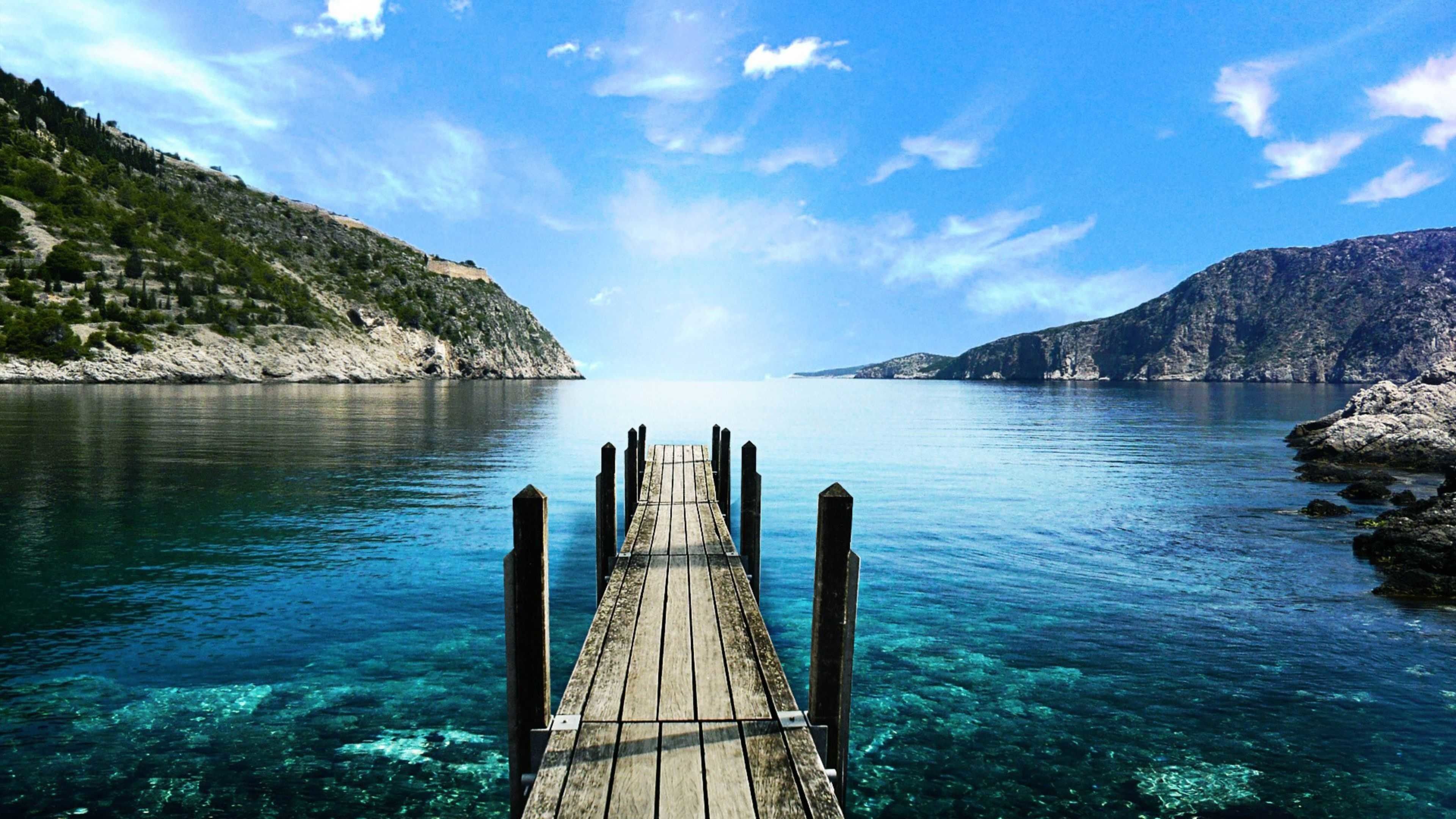 Molo di legno sul mare, 3840x2160 4K Ultra HD, Monitor 4K