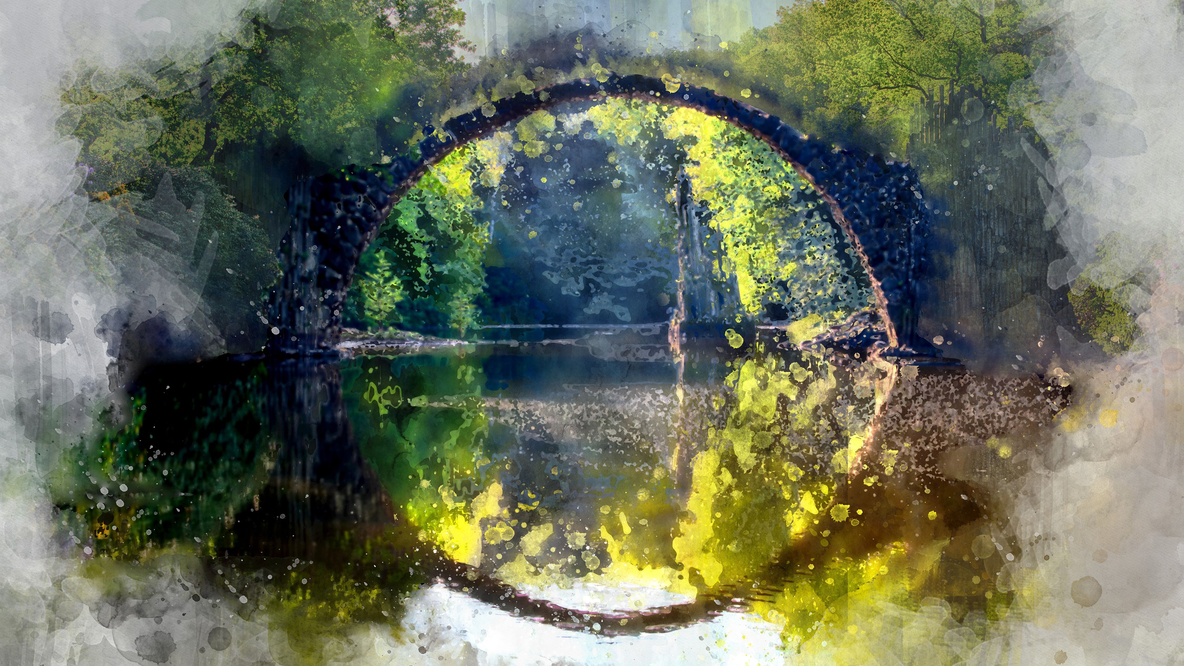 Ponte ad arco riflesso acqua, 3840x2160 4K Ultra HD, Monitor 4K
