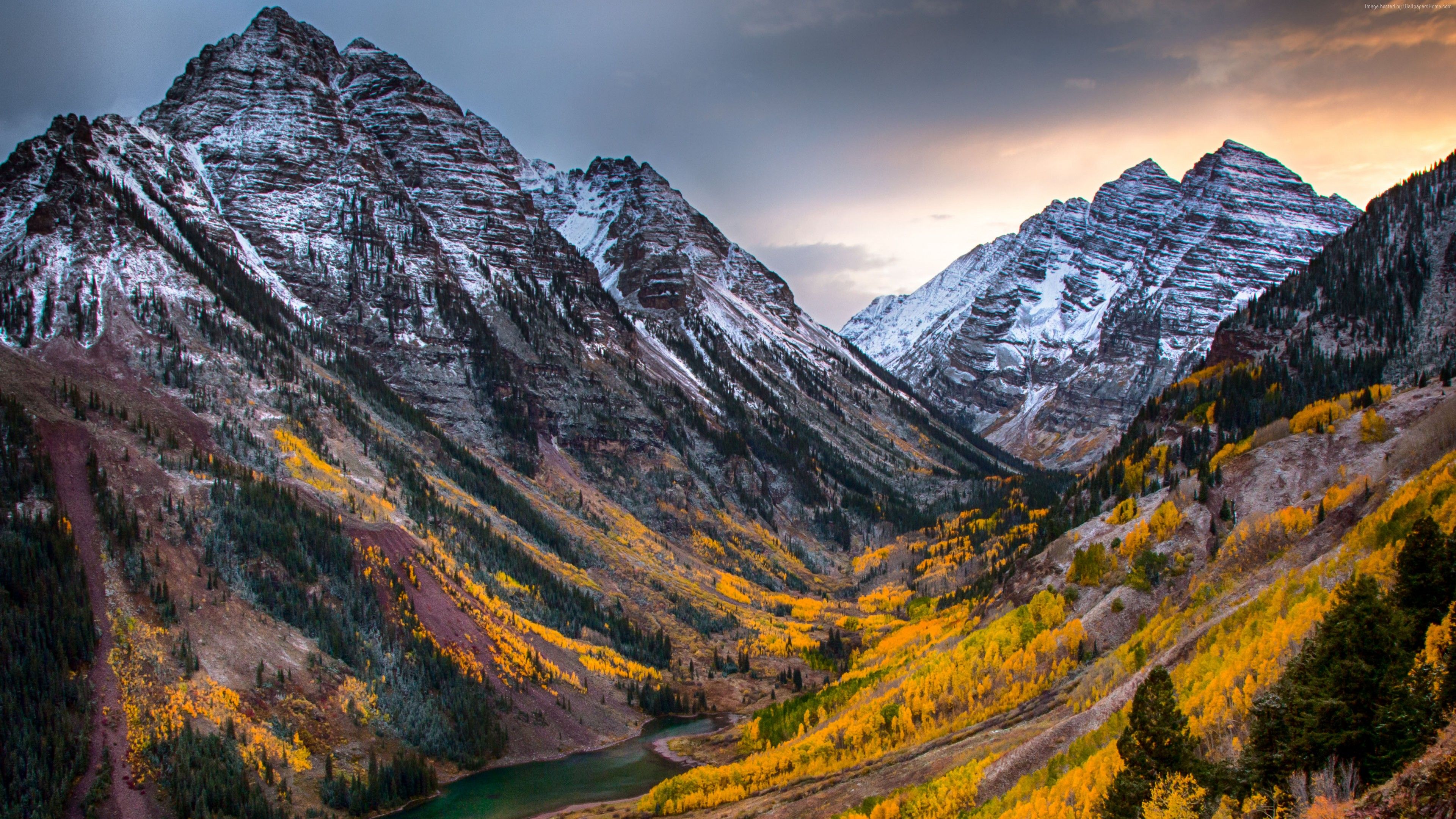 Montagne innevate valle autunnale, 3840x2160 Ultra HD, 4K TV