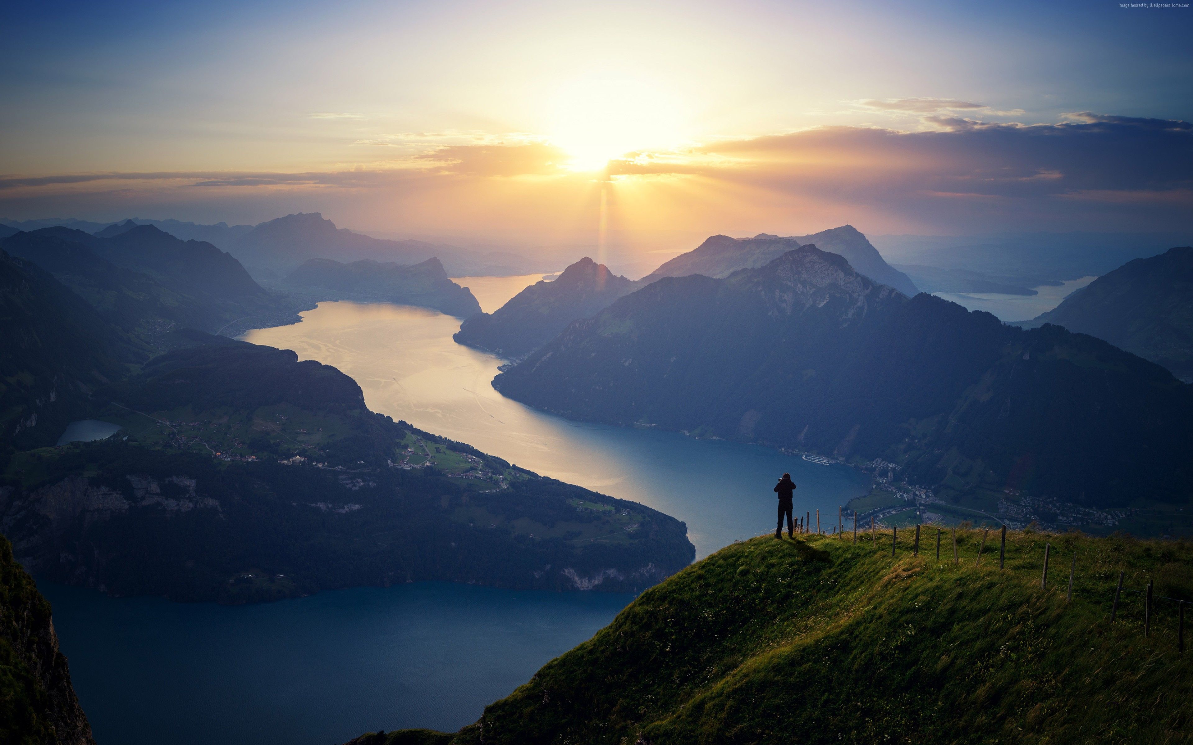 Lago di Lucerna al tramonto, 3840x2400 UHD, PC 4K