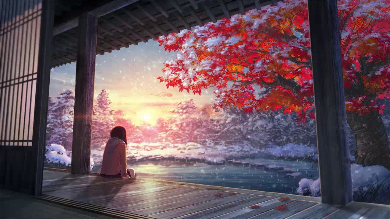 Ragazza anime paesaggio innevato, 1280x720 HD, Desktop