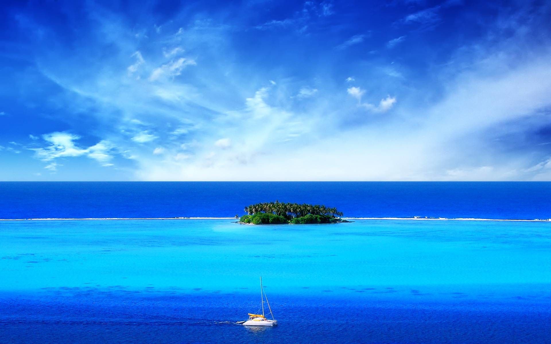 Isola tropicale con barca a vela, 1920x1200 Full HD+, Laptop
