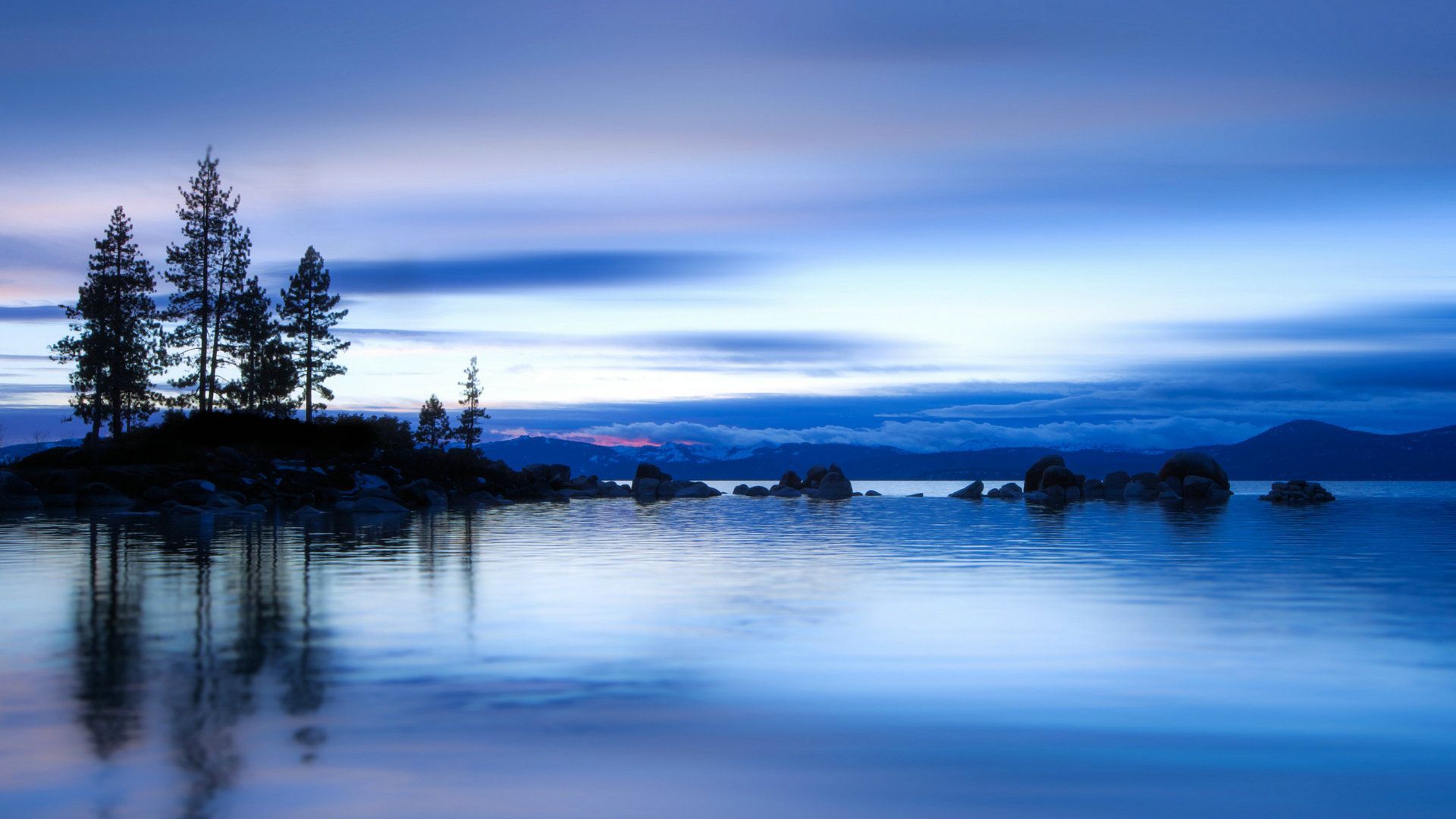 Lago blu al crepuscolo, 1920x1080 Full HD, PC