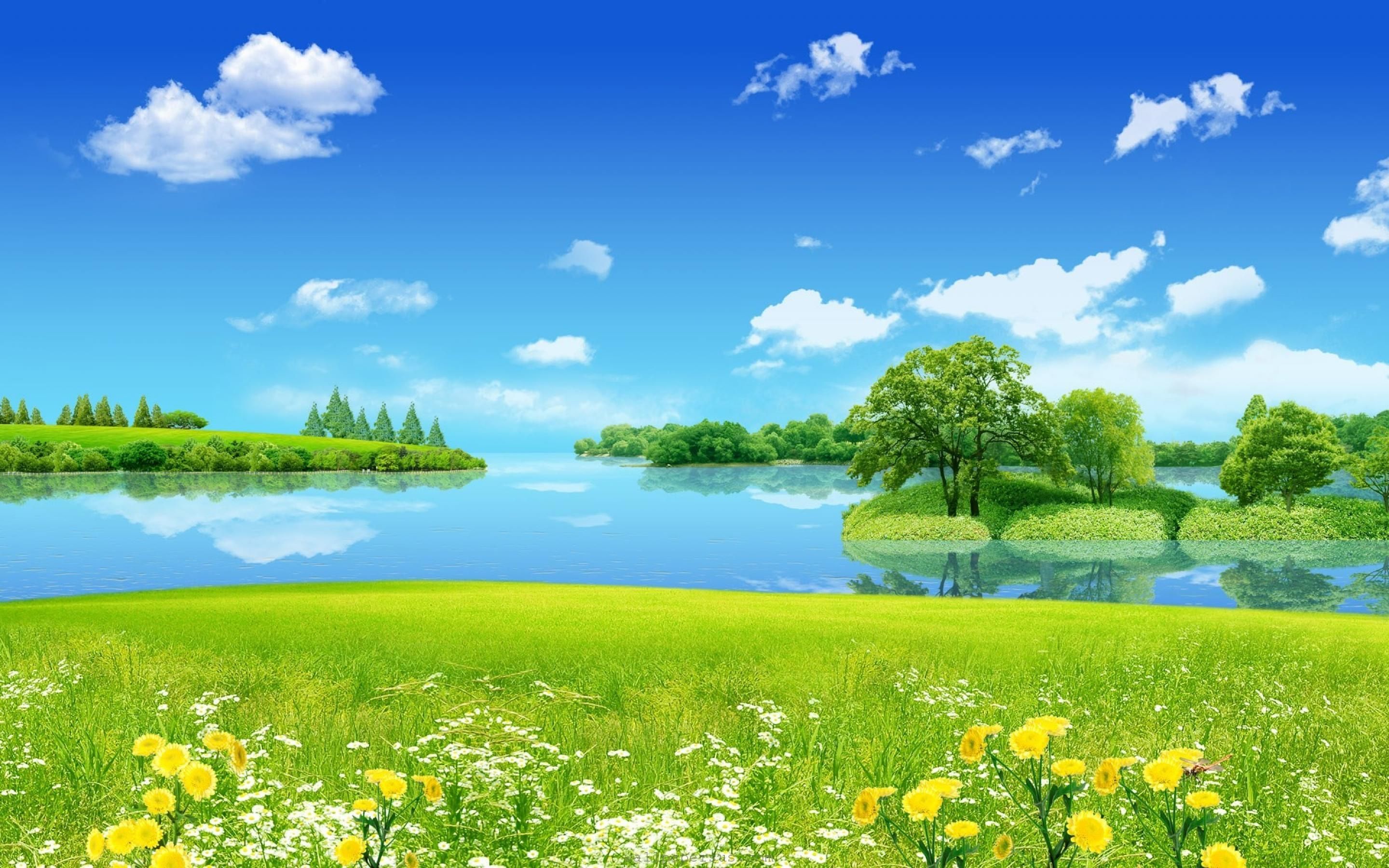 Paesaggio natura lago verde blu, 2880x1800 2K, MacBook Pro
