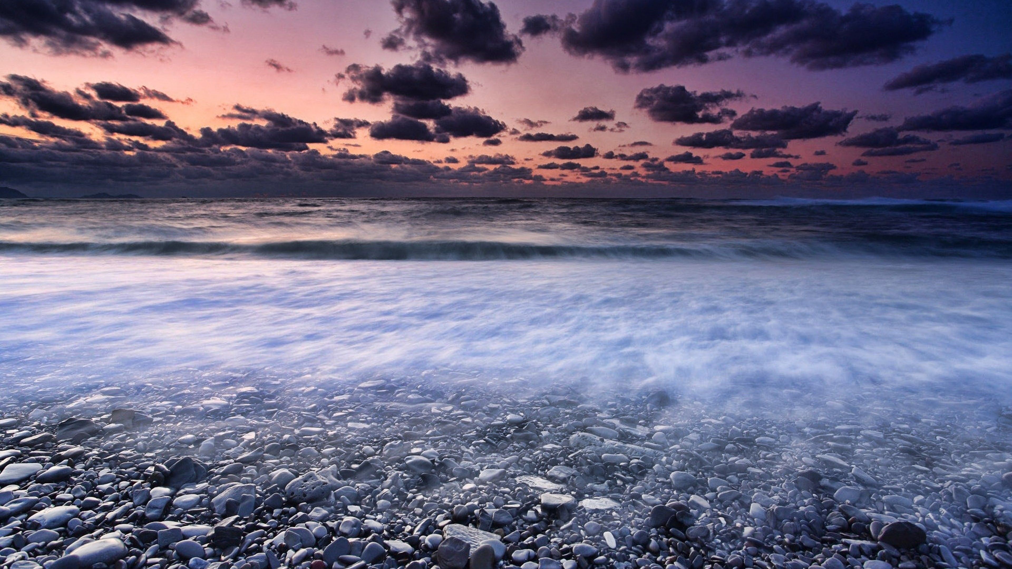 Spiaggia al tramonto con nuvole, 3840x2160 4K Ultra HD, Monitor 4K