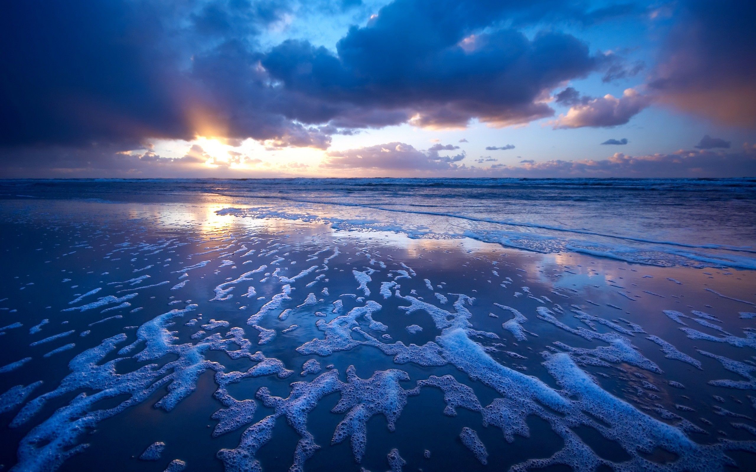 Spiaggia blu al tramonto, 2560x1600 2K, PC