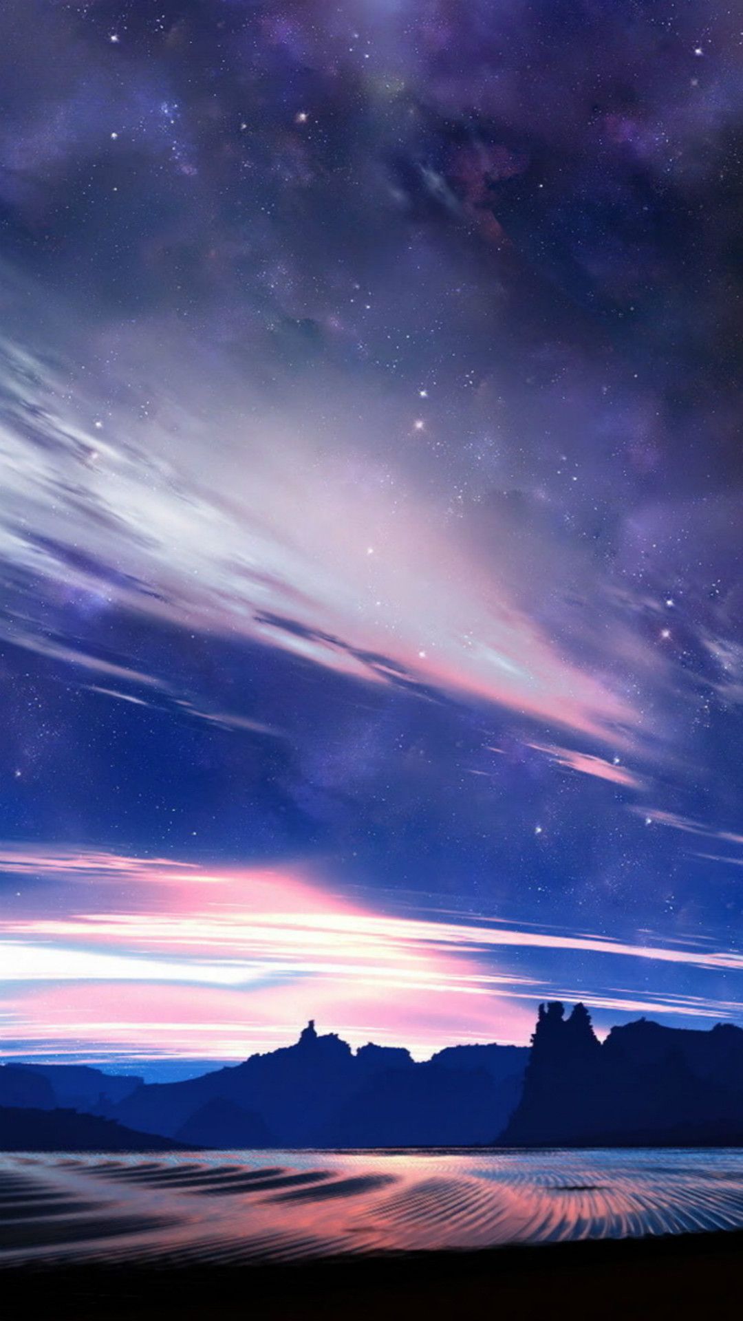 Cielo stellato deserto blu, 1080x1920 Verticale, Mobile
