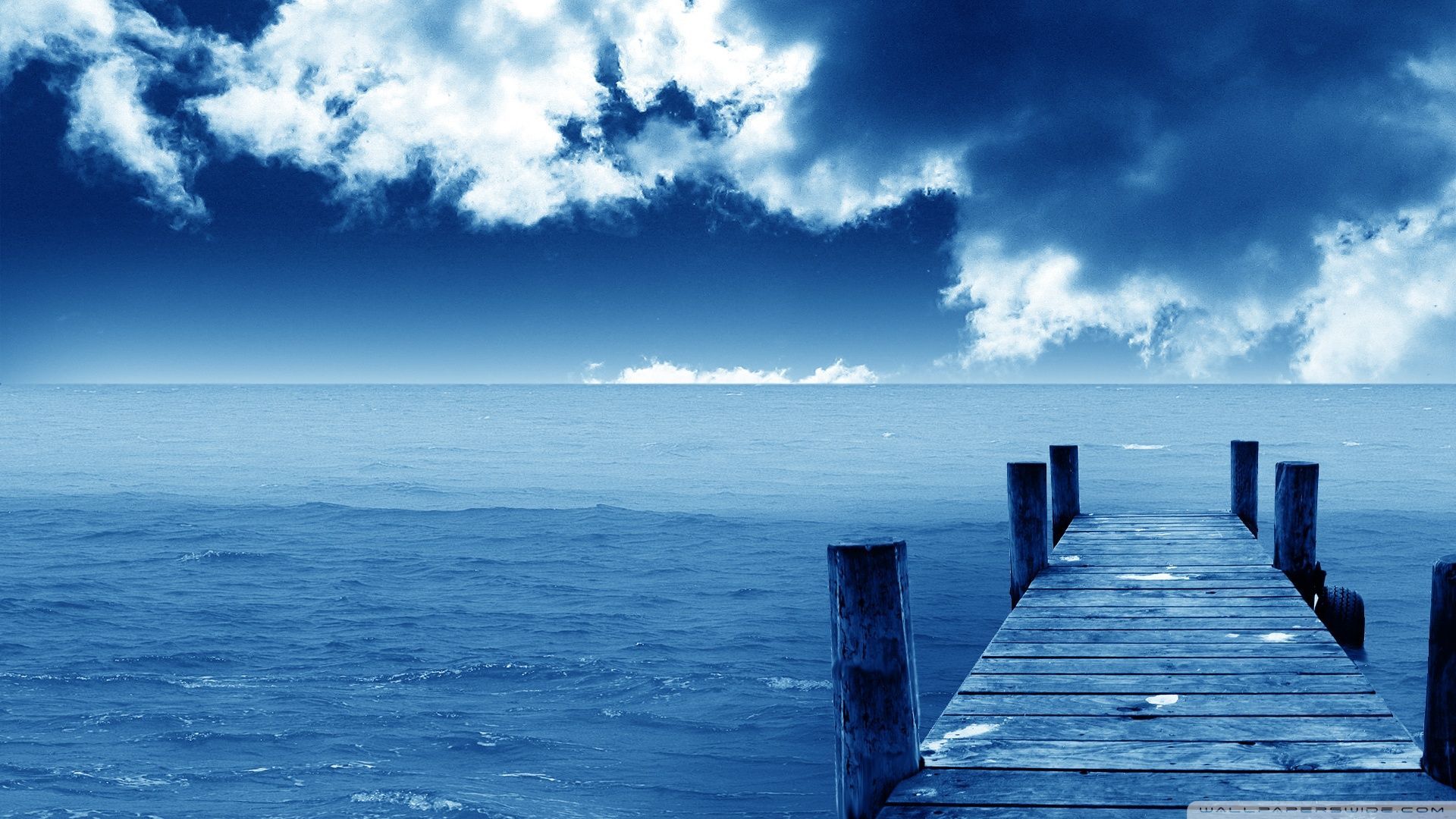 Molo di legno sul mare blu, 1920x1080 Full HD 1080p, Desktop