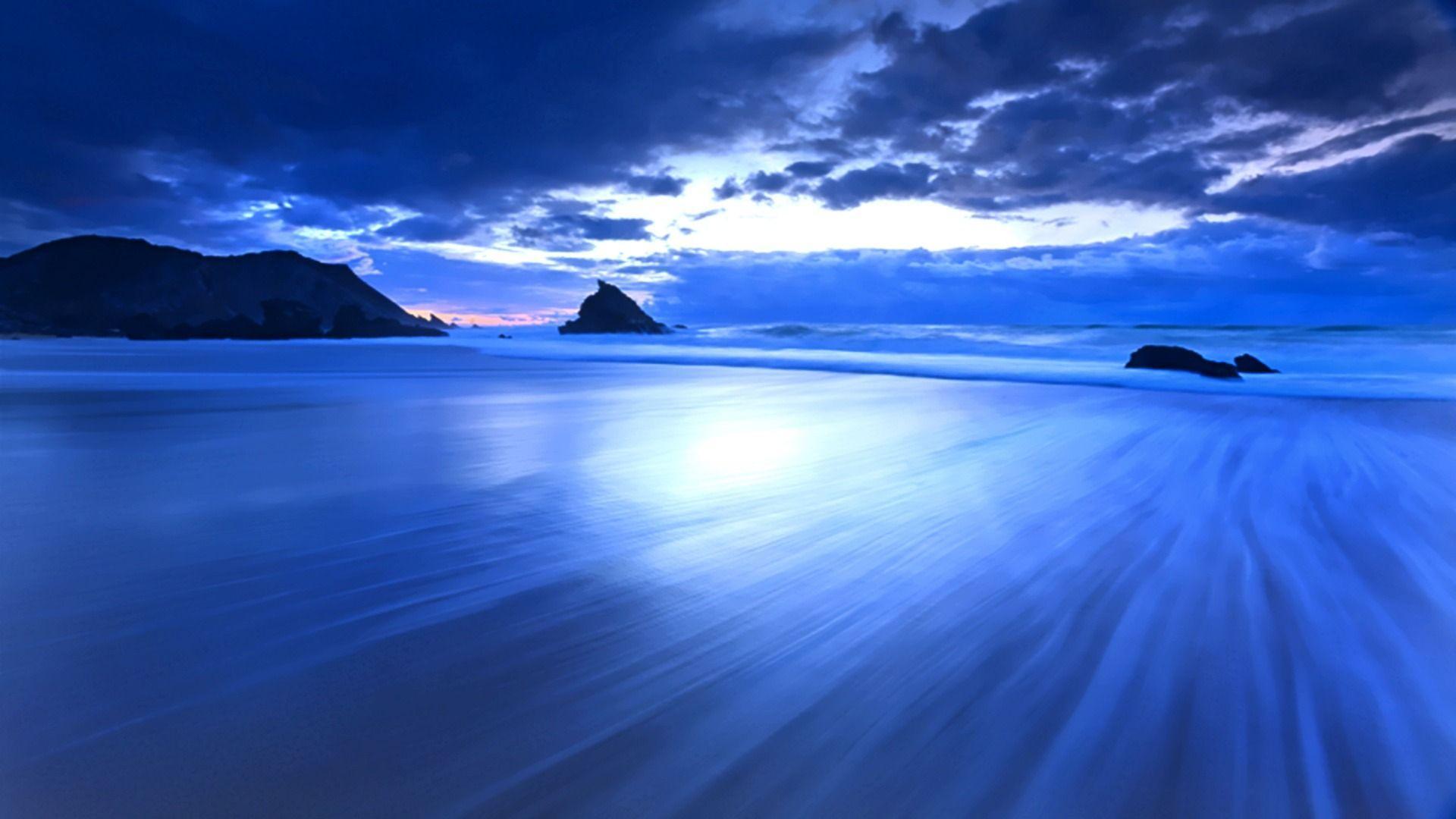 Spiaggia blu al crepuscolo, 1920x1080 1080p, Desktop