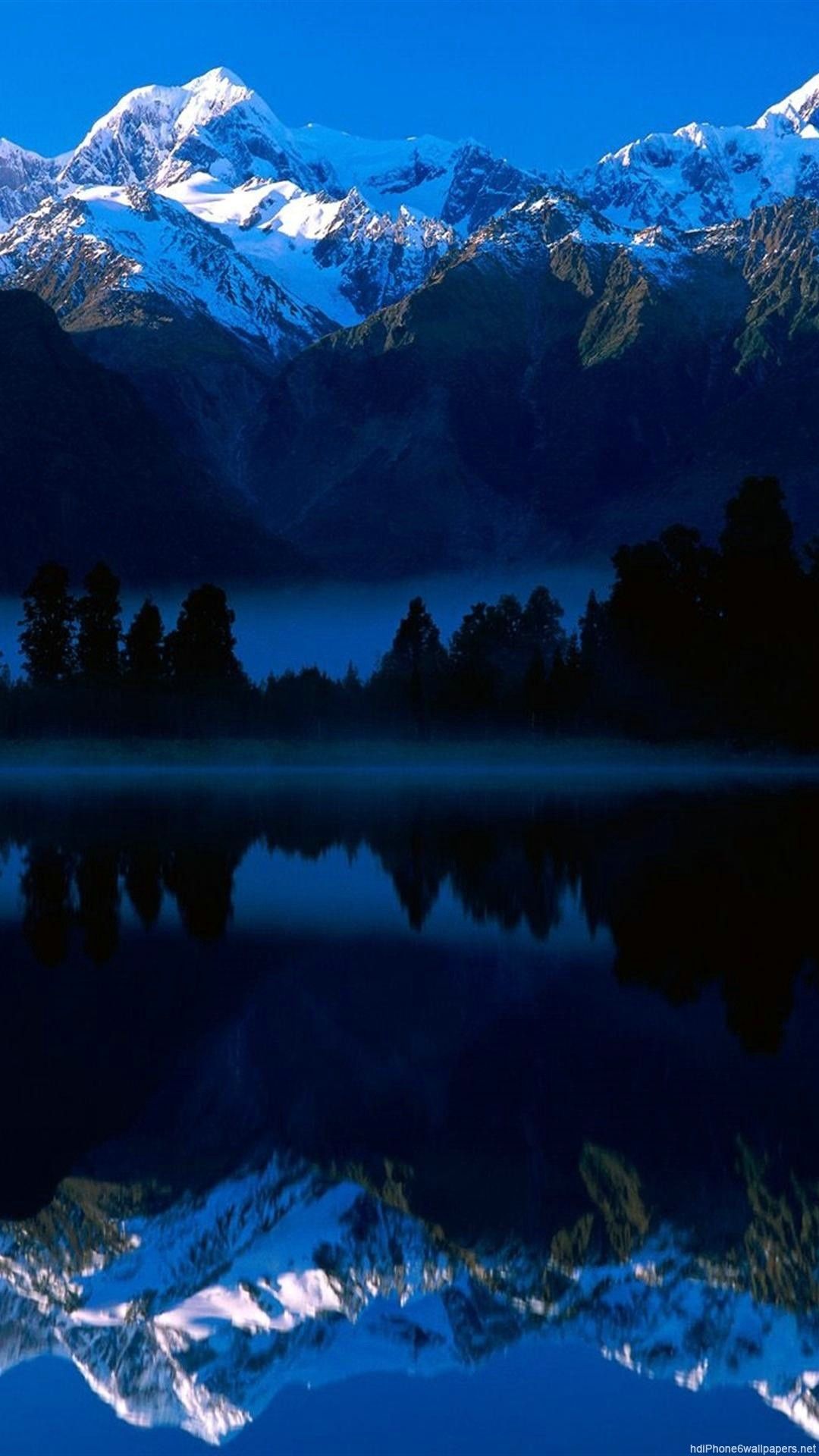 Montagne innevate blu lago, 1080x1920 Full HD Verticale, Smartphone