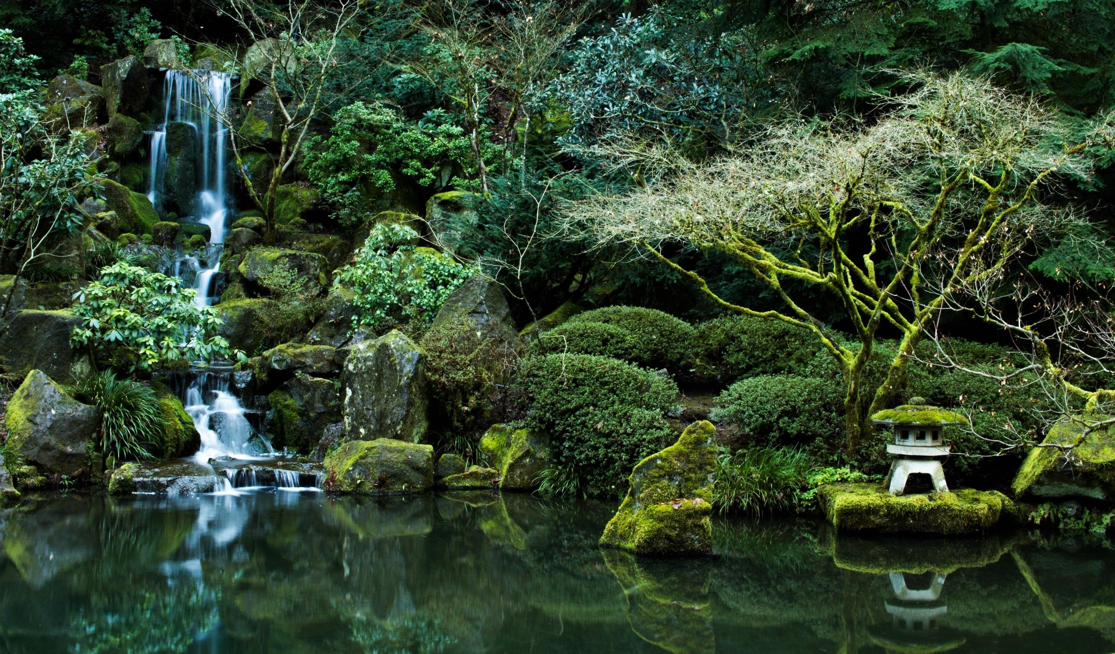 Giardino giapponese con cascata, 3780x2217 WQXGA, Monitor Gaming