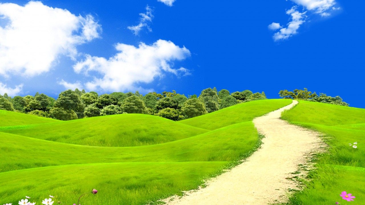 Sentiero tra colline verdi, 1280x720 HD, Desktop