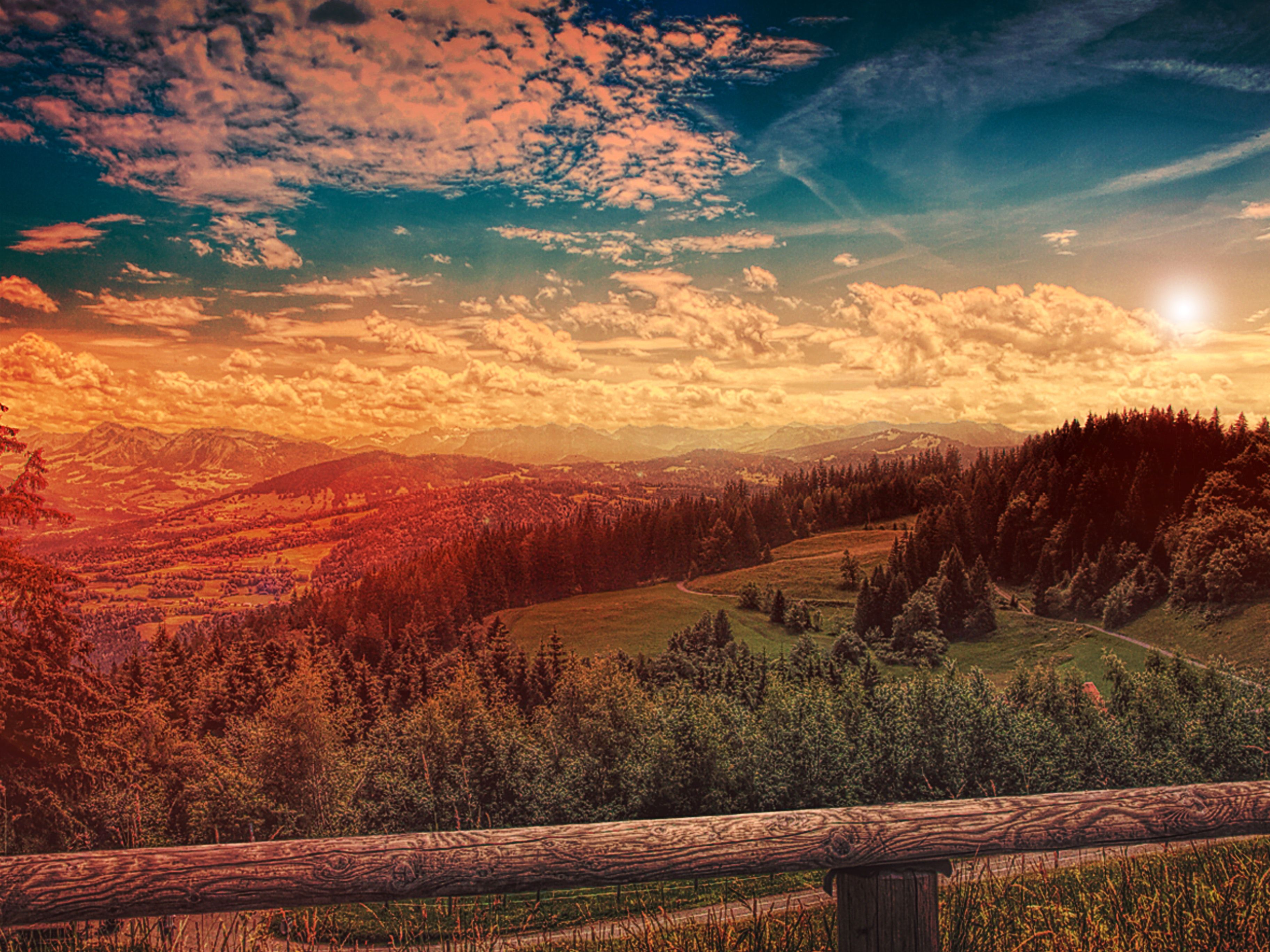 Tramonto su colline boscose, 3648x2736 2K+, Desktop