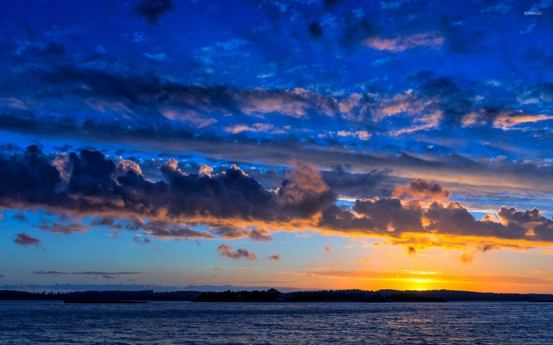 Tramonto cielo blu mare, 1920x1200 WUXGA, Desktop