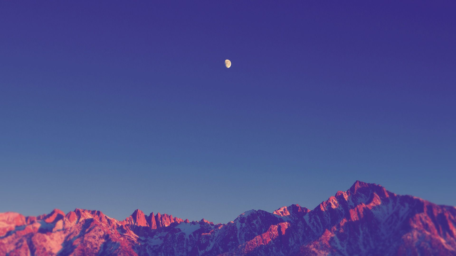 Montagne innevate con luna, 1920x1080 Full HD 1080p, PC