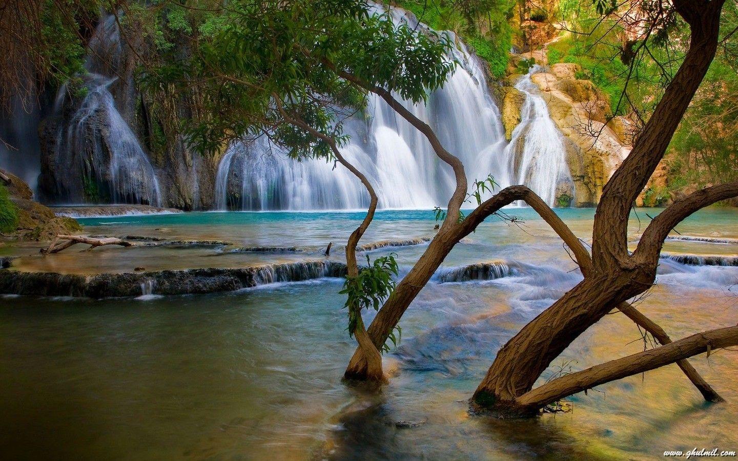 Cascata con laghetto e muschio, 1920x1080 Full HD, Laptop