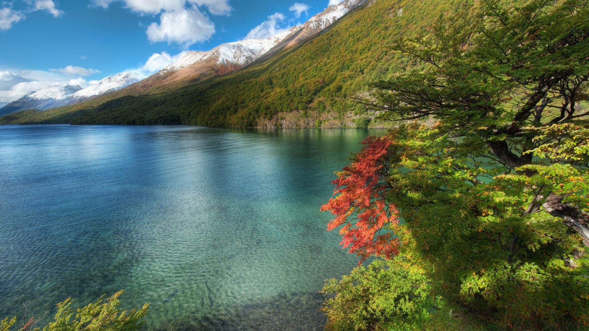 Lago montano con acero rosso, 1920x1080 Full HD, PC Desktop
