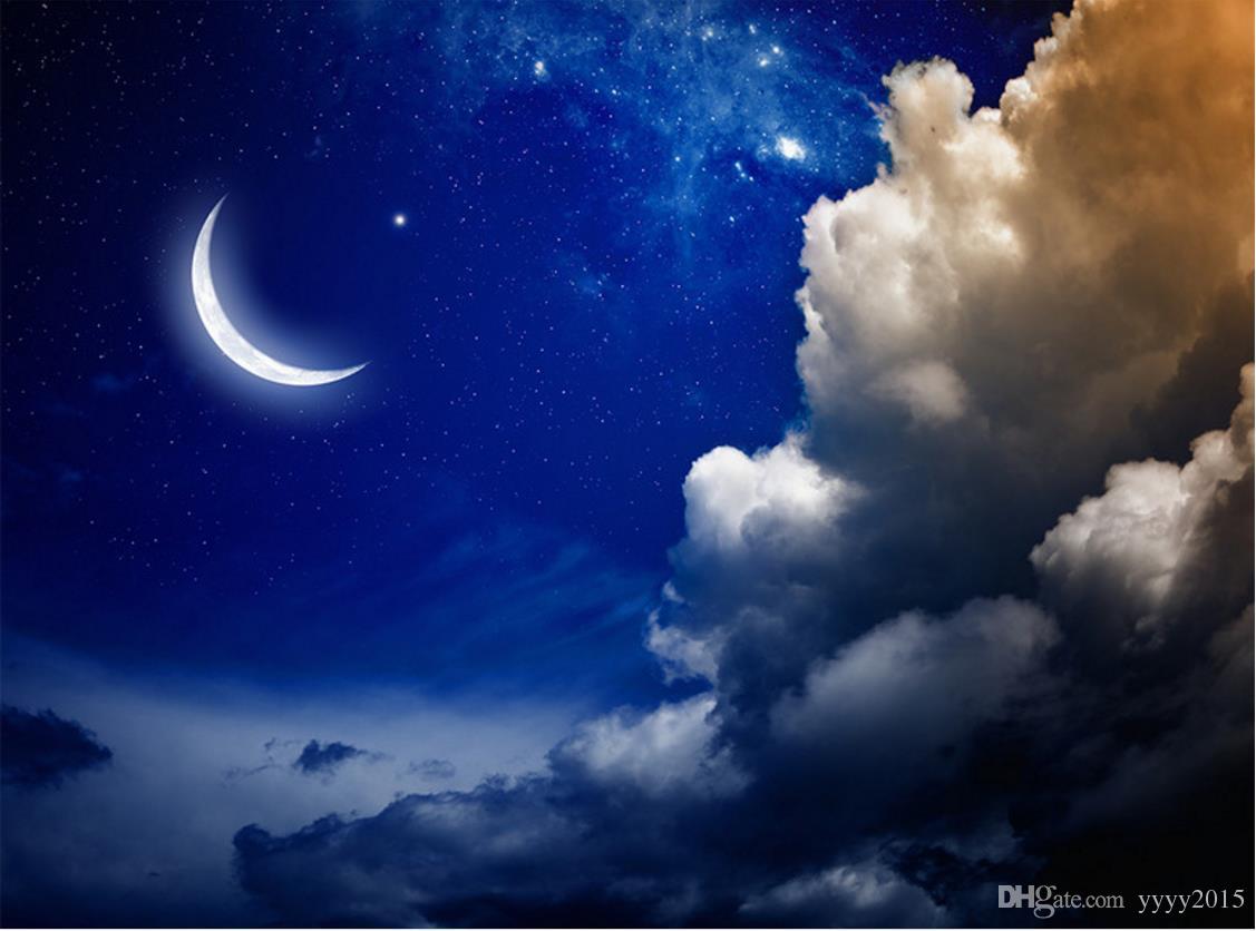 Luna crescente cielo notturno nuvole, 1127x836 HD, PC