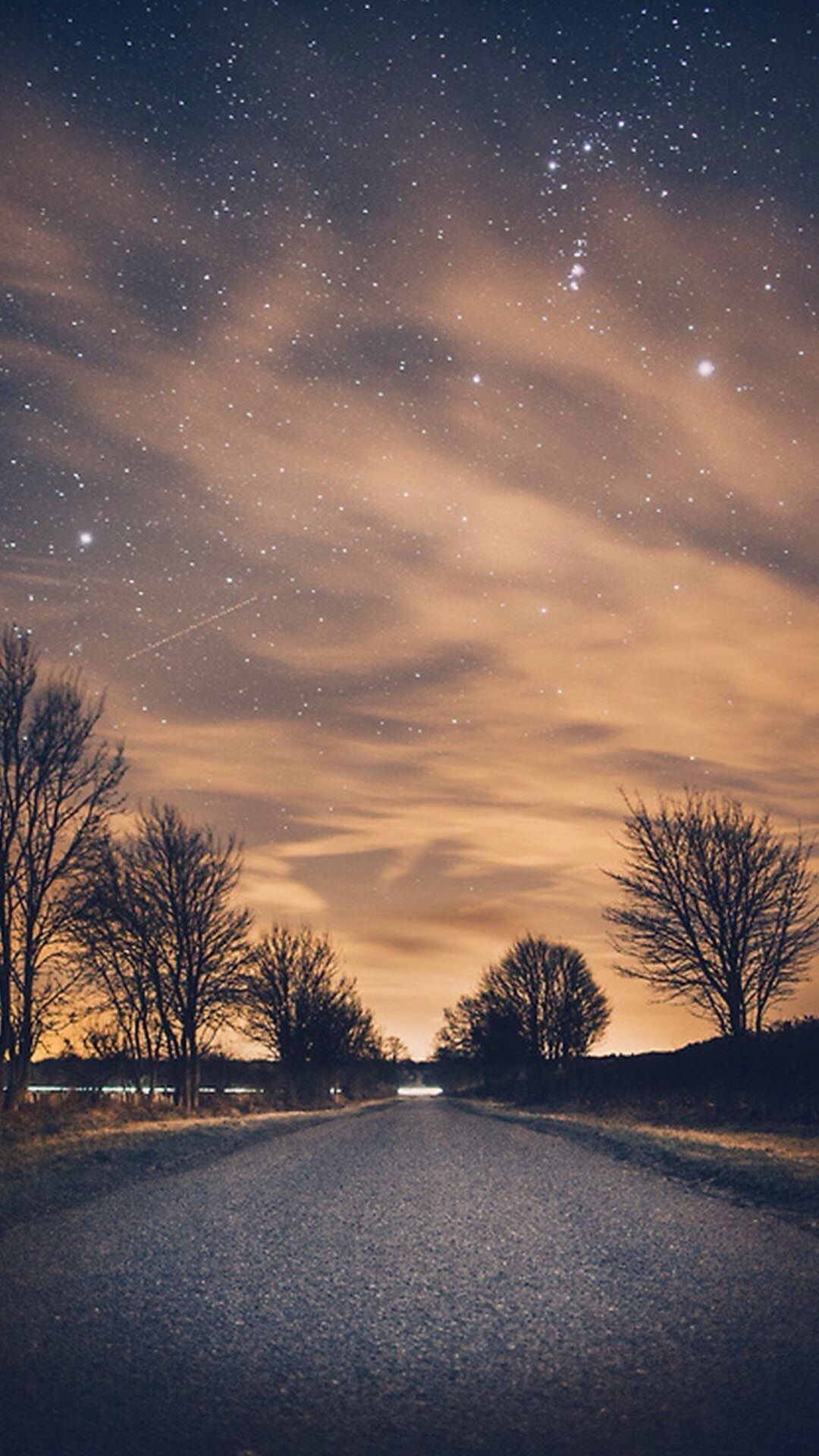 strada notturna con stelle, 1080x1920 Full HD Verticale, Samsung Galaxy
