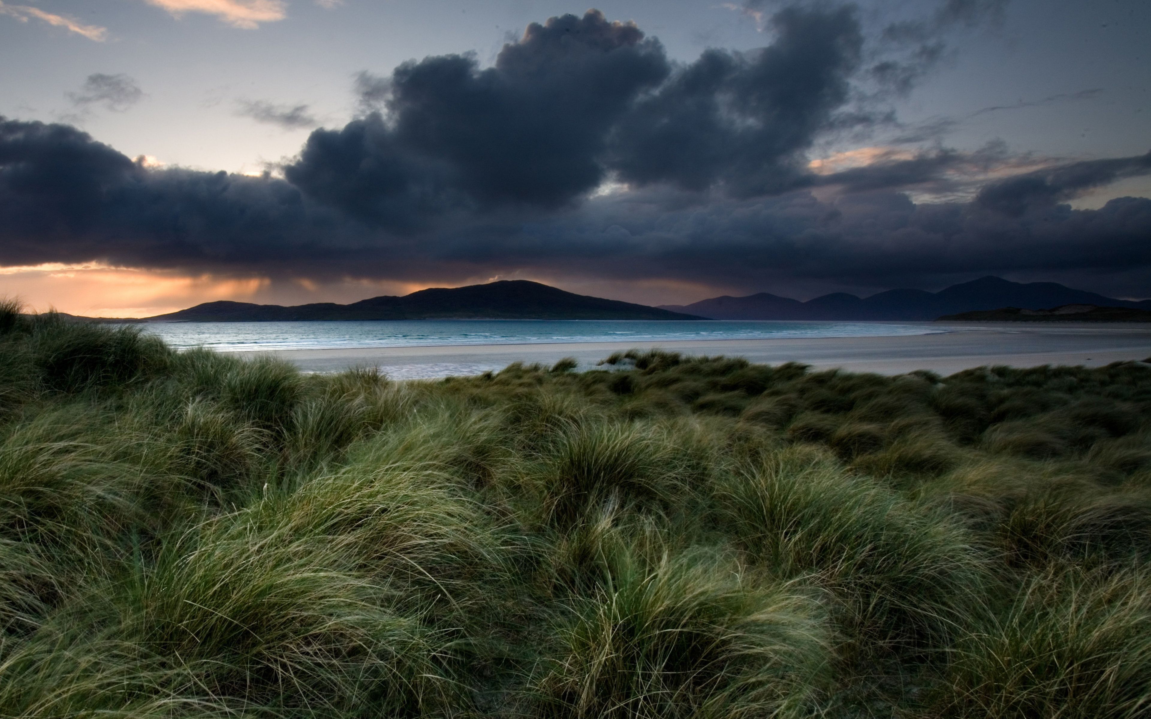 Dune erbose al tramonto notturno, 3840x2400 4K, Desktop 4K