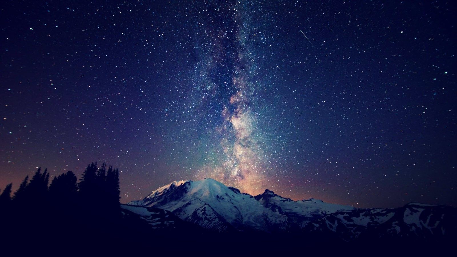 Montagna notturna con via lattea, 1600x900 HD, PC