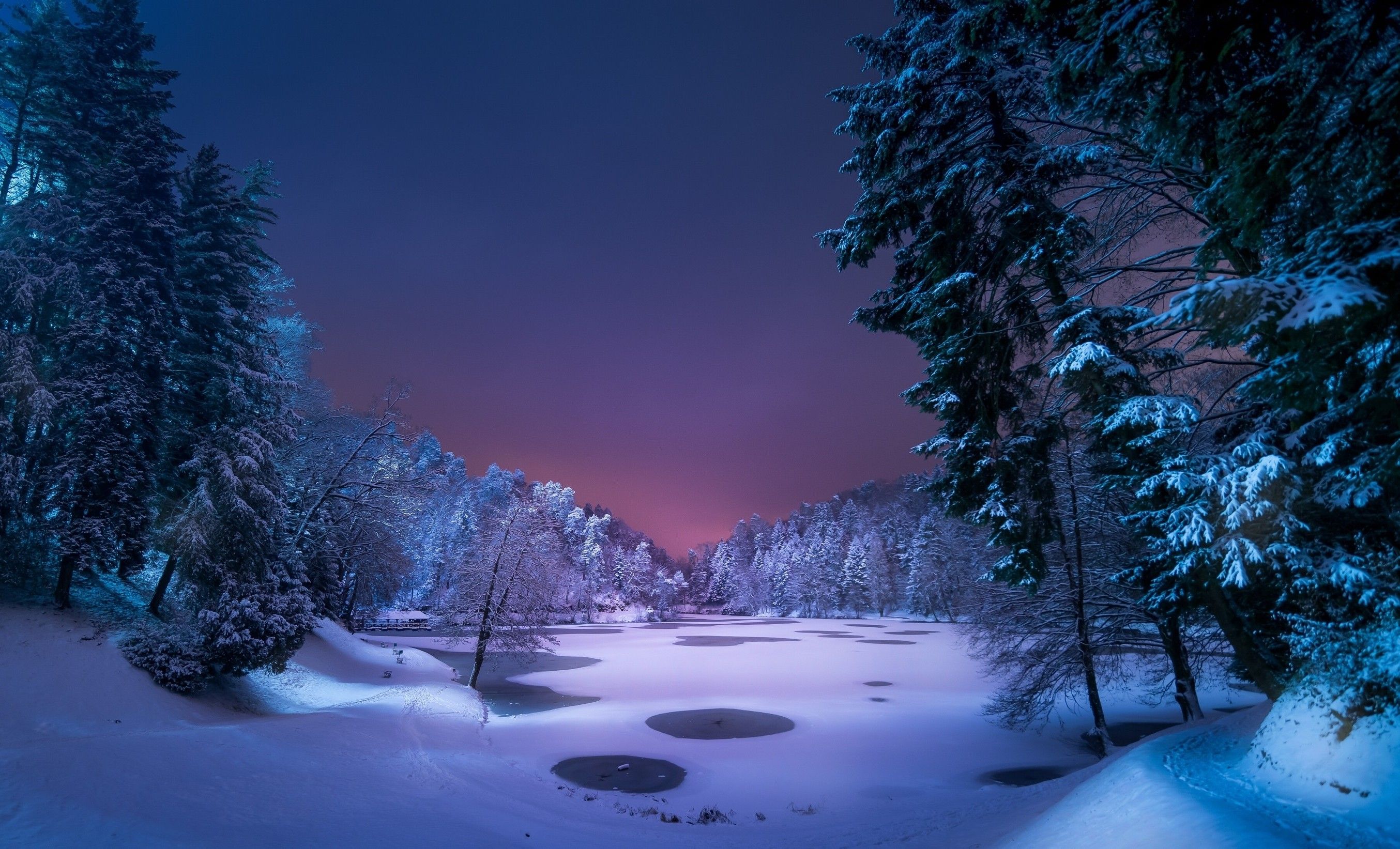 paesaggio innevato notturno, 2708x1643 WQXGA, Laptop