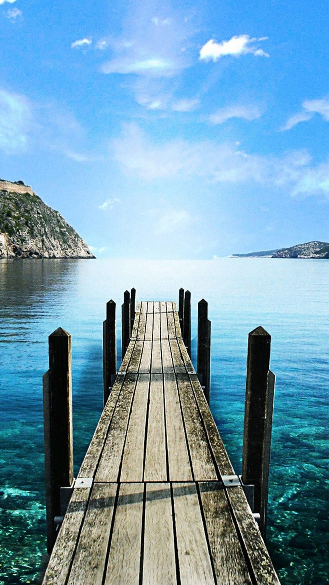 molo di legno mare turchese, 1080x1920 Full HD Verticale, iPhone