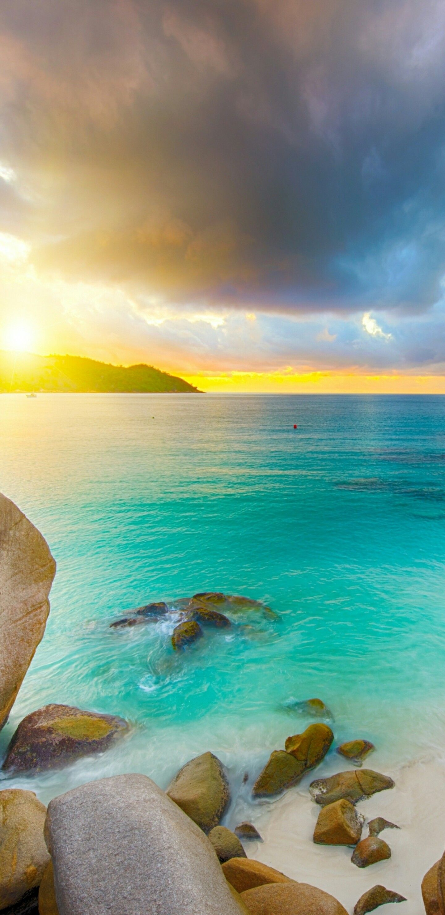 Spiaggia tropicale acqua turchese, 1440x2960 Full HD Verticale, Smartphone