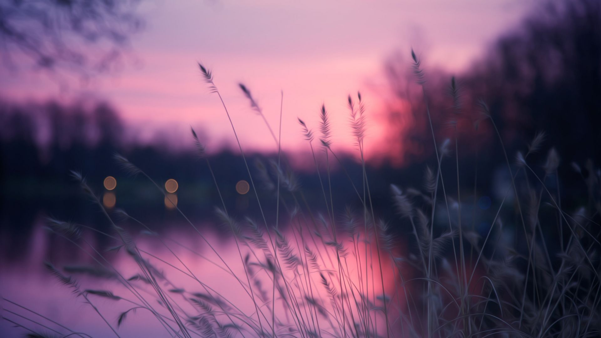 Lago al tramonto viola, 1920x1080 Full HD, PC