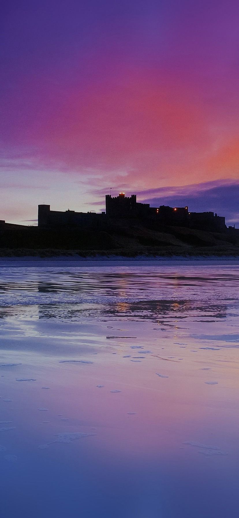 Castello silhouette tramonto viola, 828x1792 Full HD Verticale, iPhone