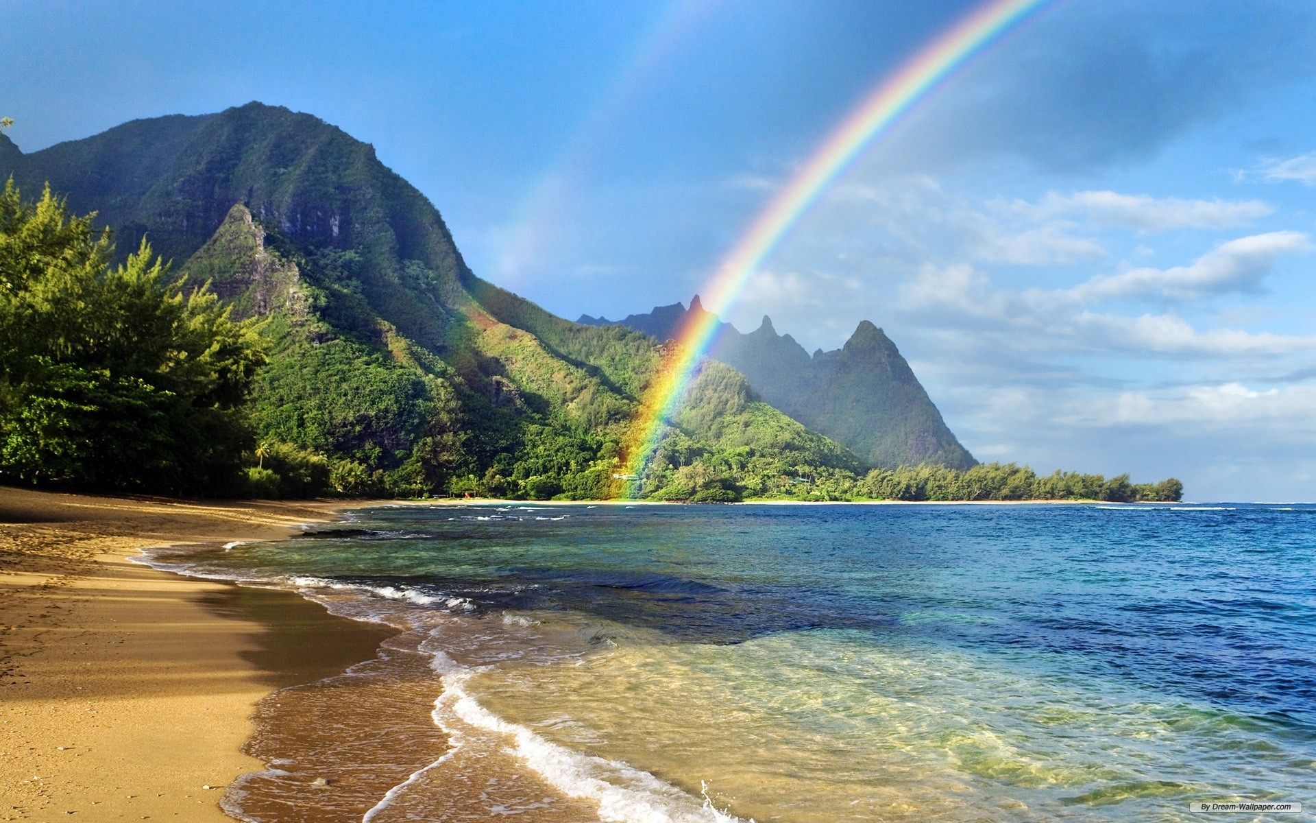 Arcobaleno su spiaggia tropicale, 1920x1200 Full HD+ WUXGA, PC Desktop
