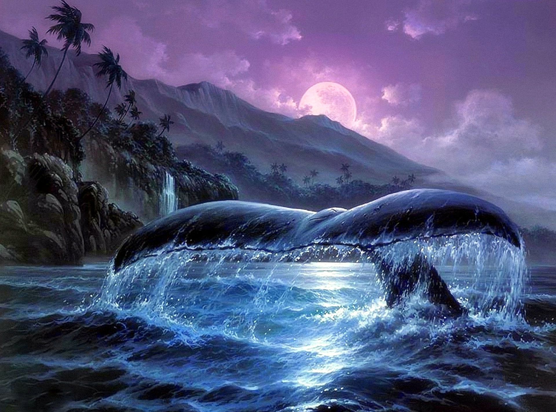 Coda di balena luna viola, 1920x1425 WUXGA, PC