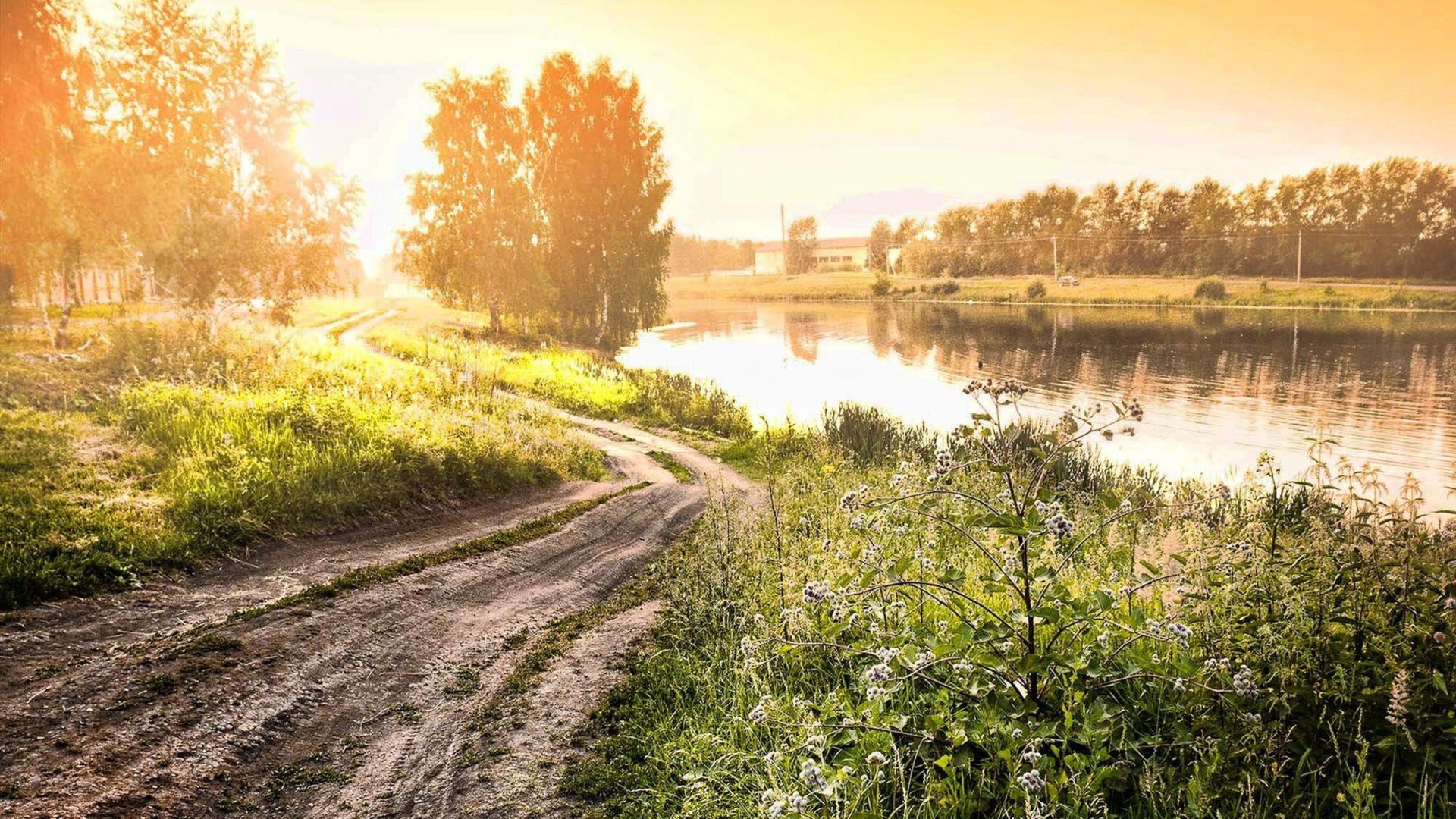 Sentiero campestre al tramonto, 1920x1080 1080p, Laptop