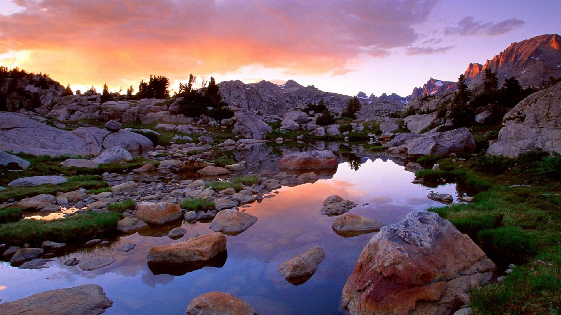 Lago montano al tramonto, 1920x1080 Full HD 1080p, Desktop