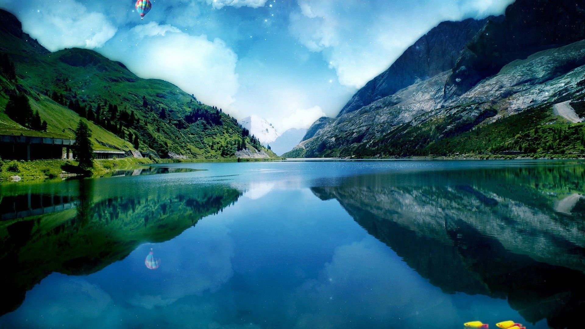 Lago montano con riflesso, 1920x1080 Full HD, PC