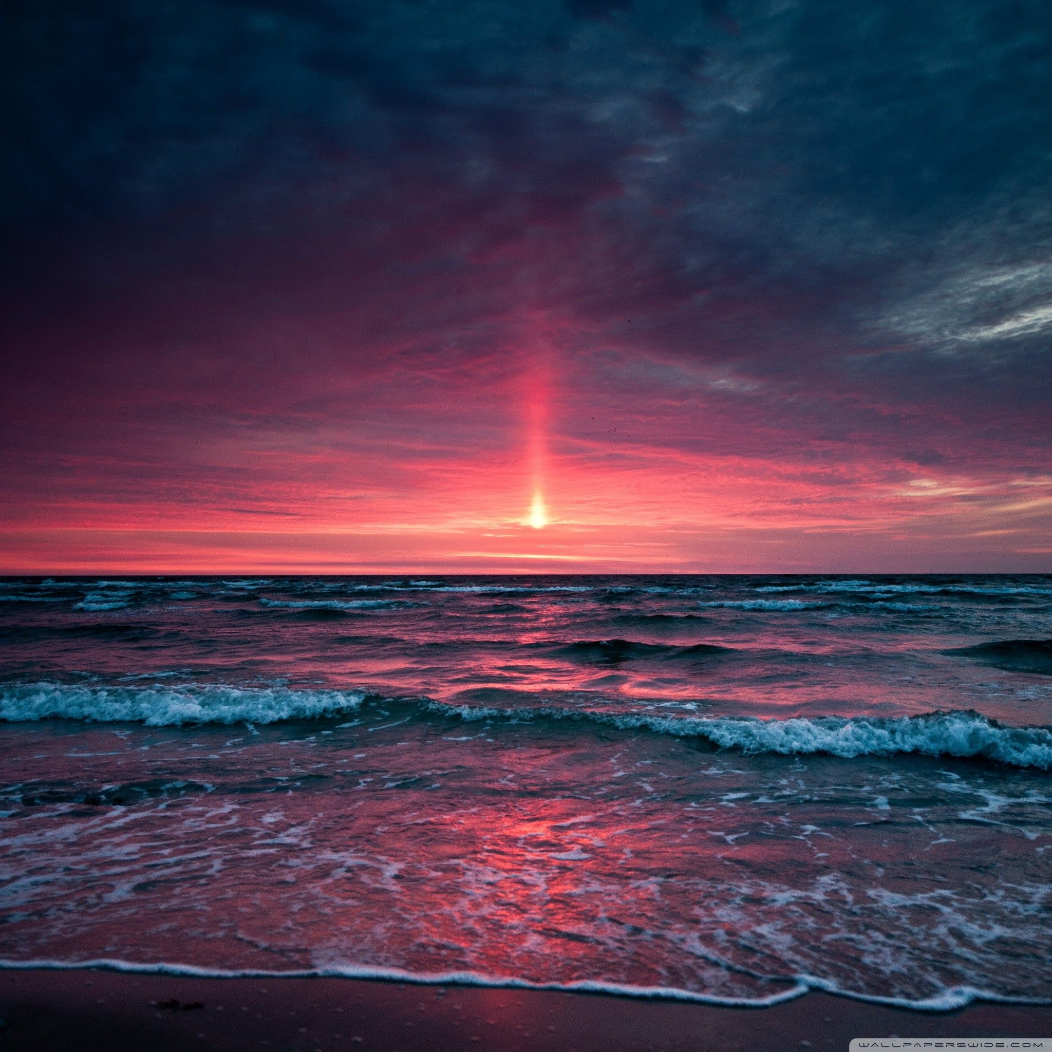 Tramonto rosa sul mare, 2048x2048 alta risoluzione, Desktop