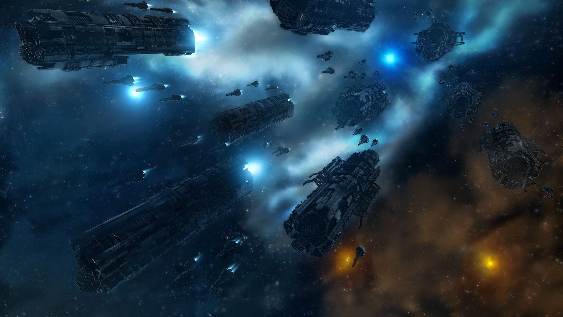 Astronavi aliene nello spazio blu, 1920x1080 Full HD, Desktop