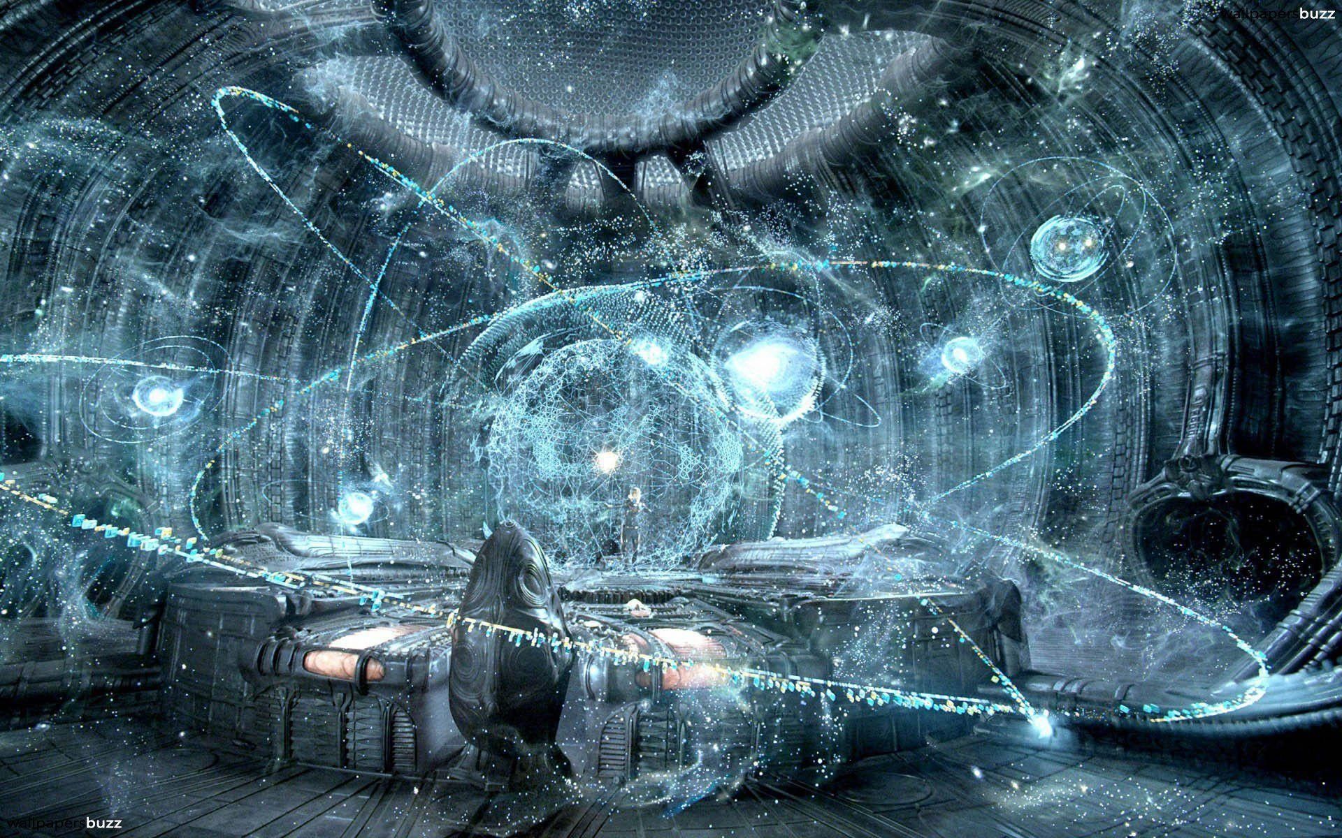 Astronave aliena hangar luminoso, 1920x1200 Full HD+, PC