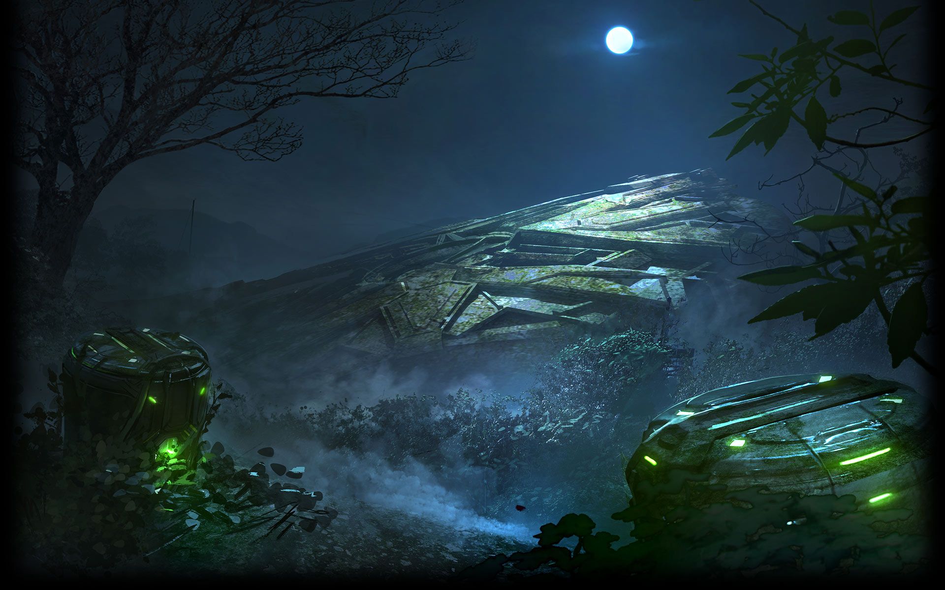 Astronave aliena schiantata di notte, 1920x1200 WUXGA, Laptop