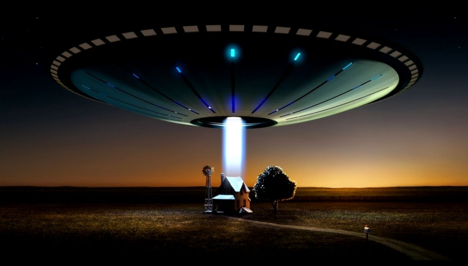 Astronave aliena UFO su strada, 1504x855 HD, Desktop