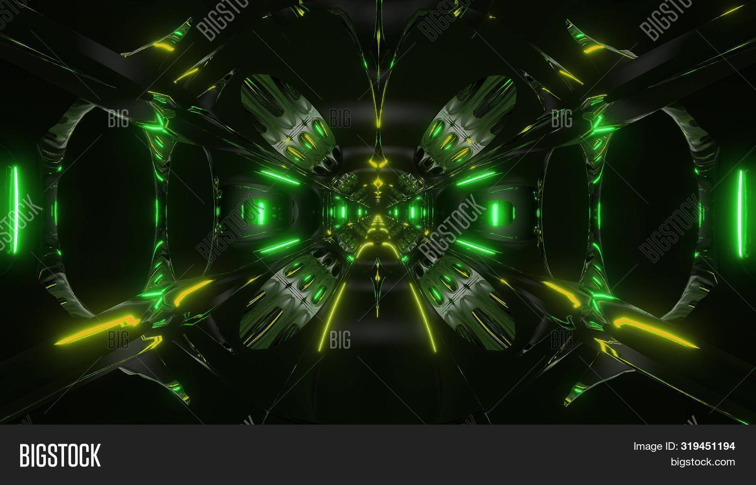 Astronave aliena verde neon, 1500x964 HD, Desktop