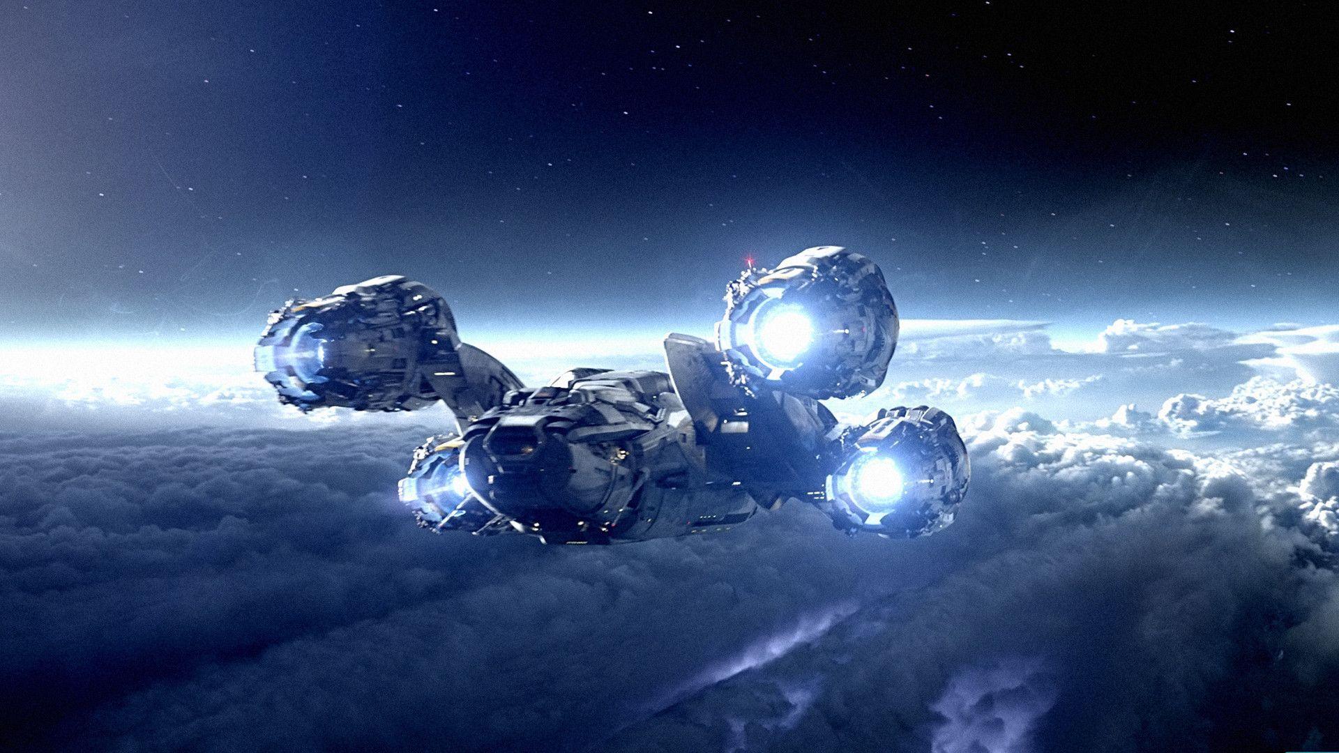 Astronave aliena sopra pianeta, 1920x1080 Full HD, Laptop