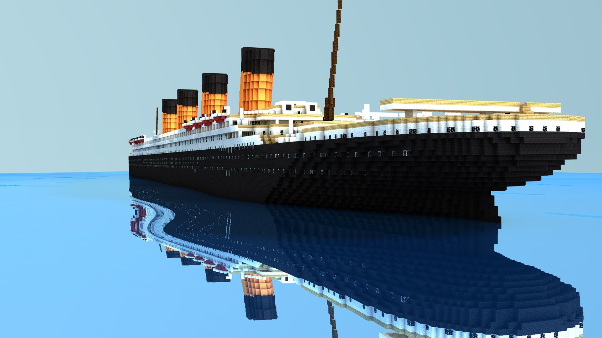 Titanic in Minecraft, mare blu, Mojang, 1920x1080 1080p, PC