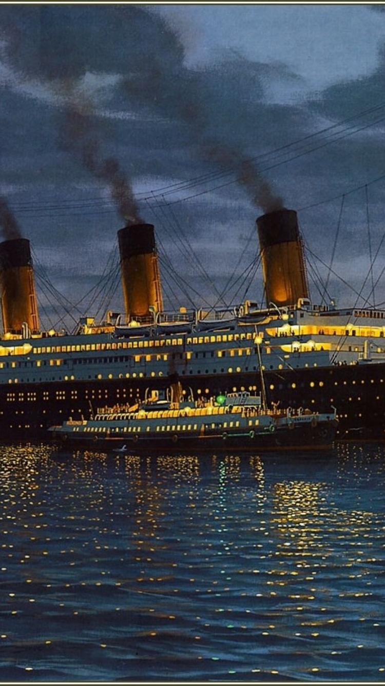 Nave Titanic illuminata di notte, 750x1334 Verticale, Telefono