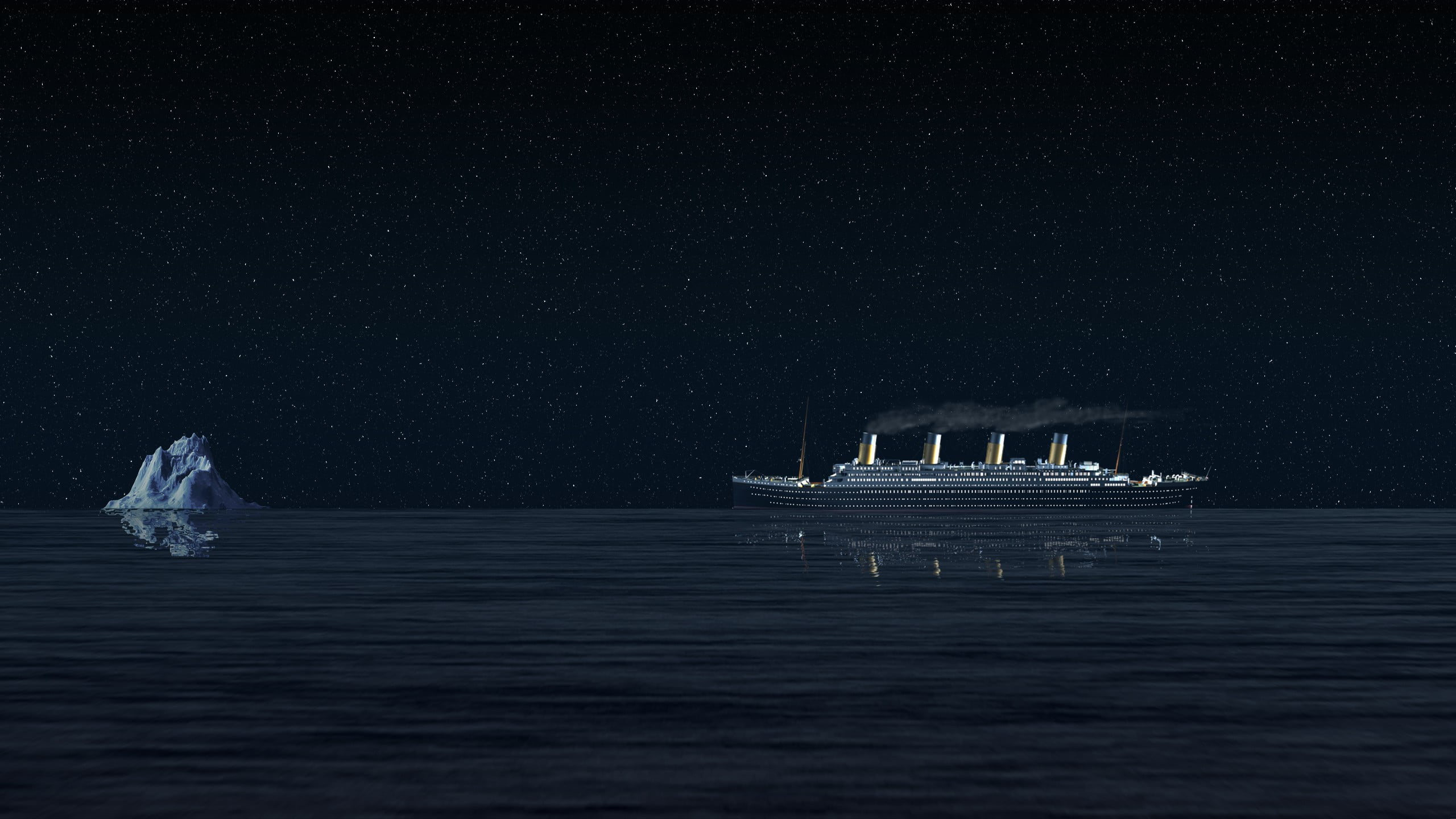 Nave Titanic notte iceberg, 2560x1440 1440p, Desktop
